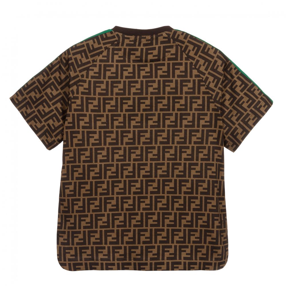 Boys & Girls Brown FF Logo Cotton T-Shirt