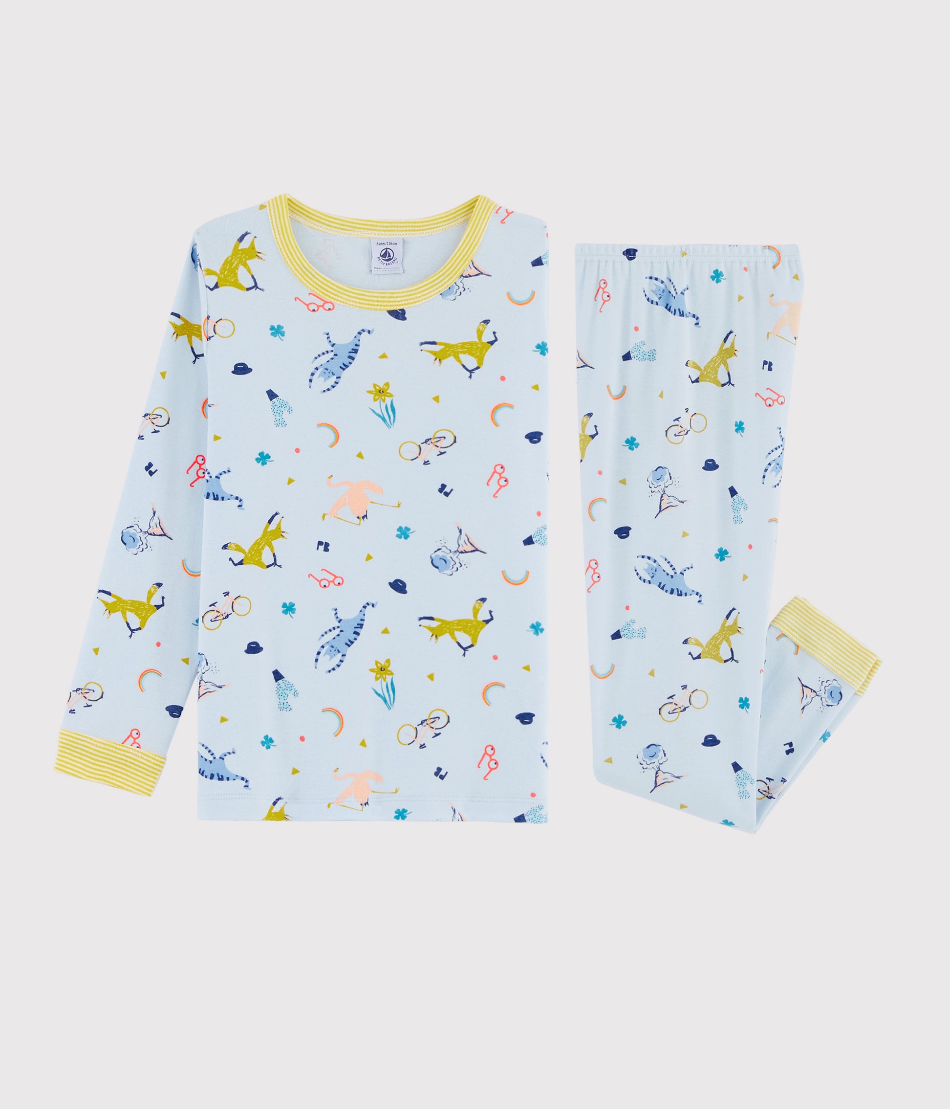 Boys Light Blue Fox Cotton Nightwear Sets