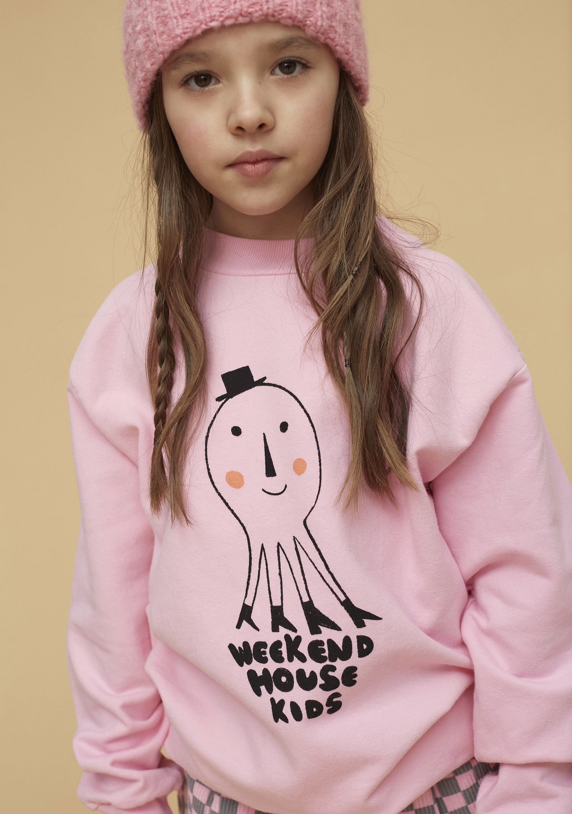 Boys & Girls Pink Printed Cotton Sweatshirt