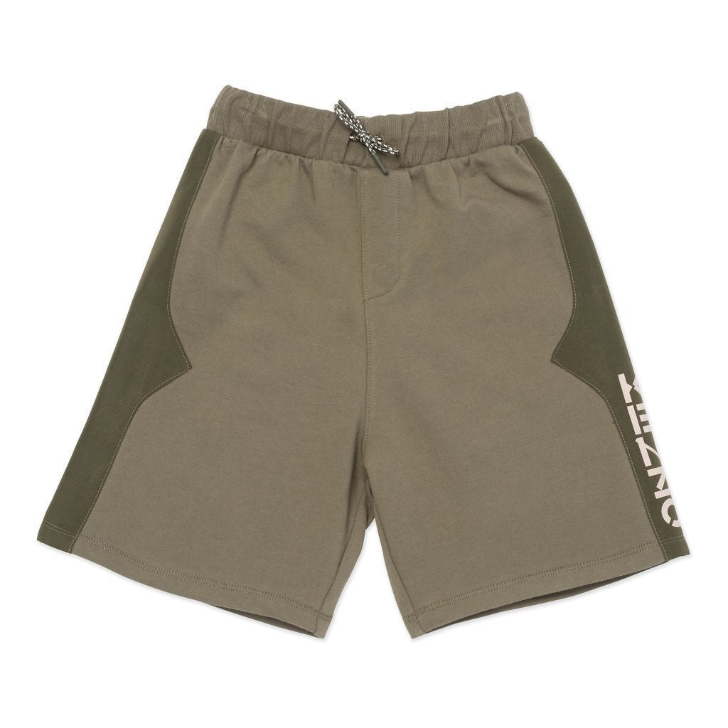 Boys Dark Green Logo Cotton Trousers