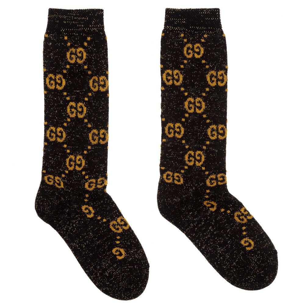 Boys & Girls Black GG Logo Socks