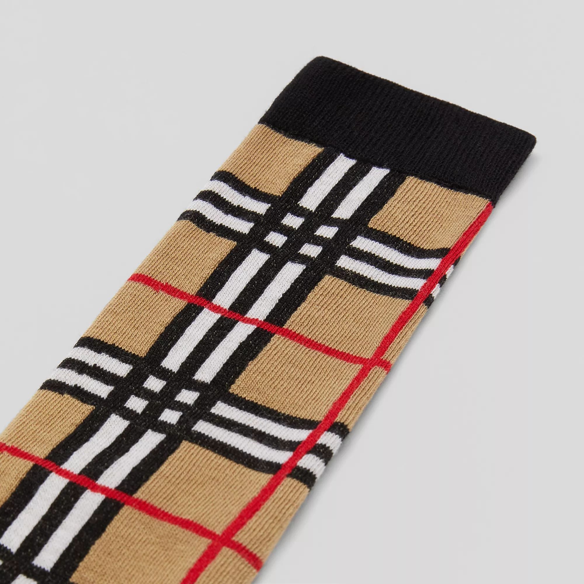 Boys & Girls Beige Check Cotton Socks