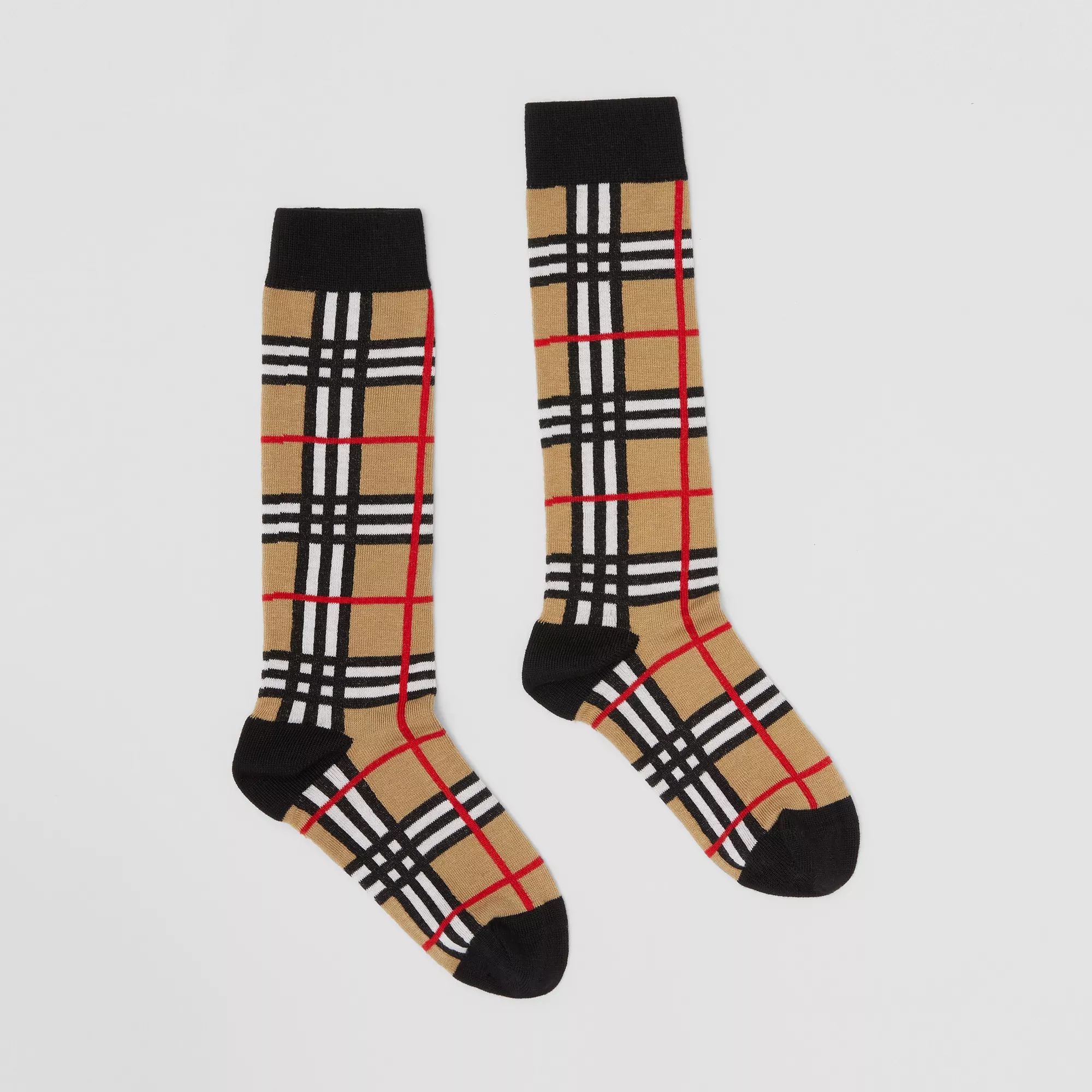 Boys & Girls Beige Check Cotton Socks