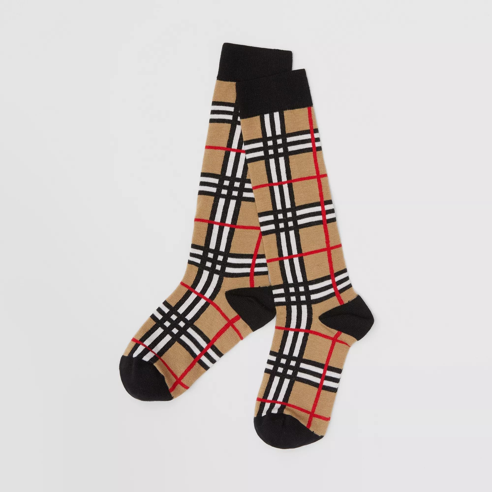 Boys & Girls Beige Check Cotton Socks