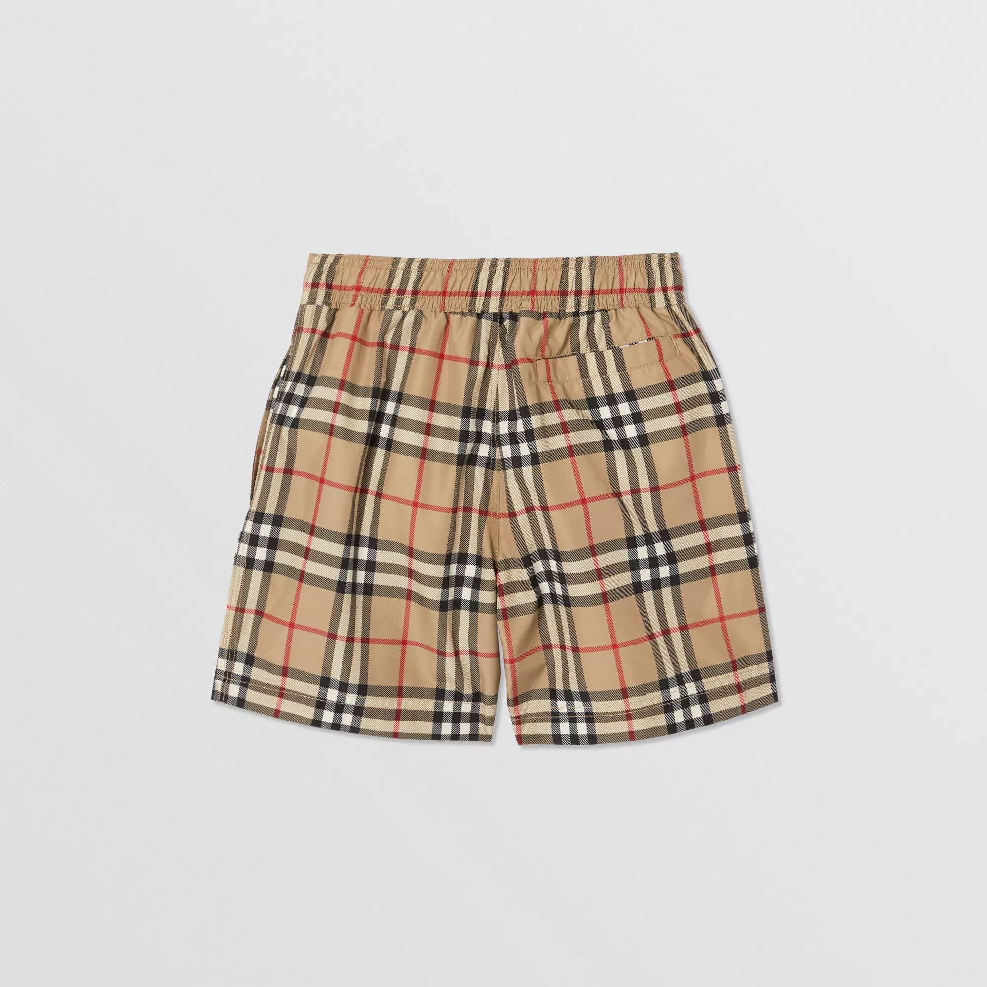 Boys Beige Check Swim Shorts