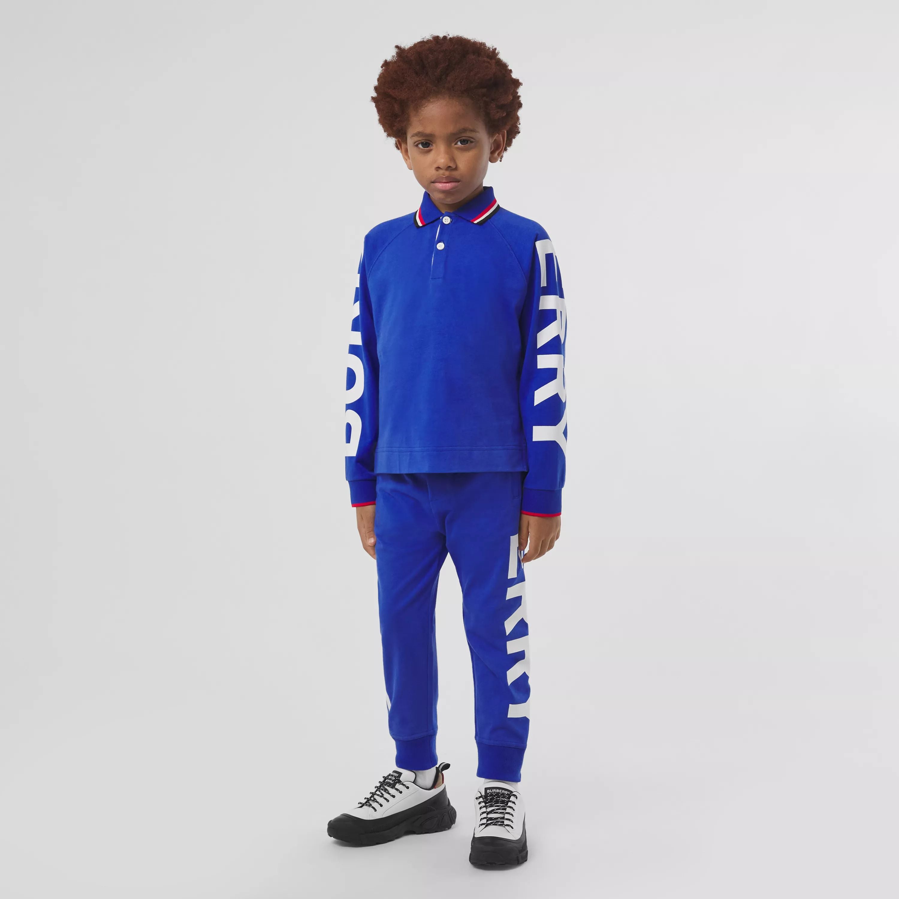 Boys Blue Logo Cotton Trousers