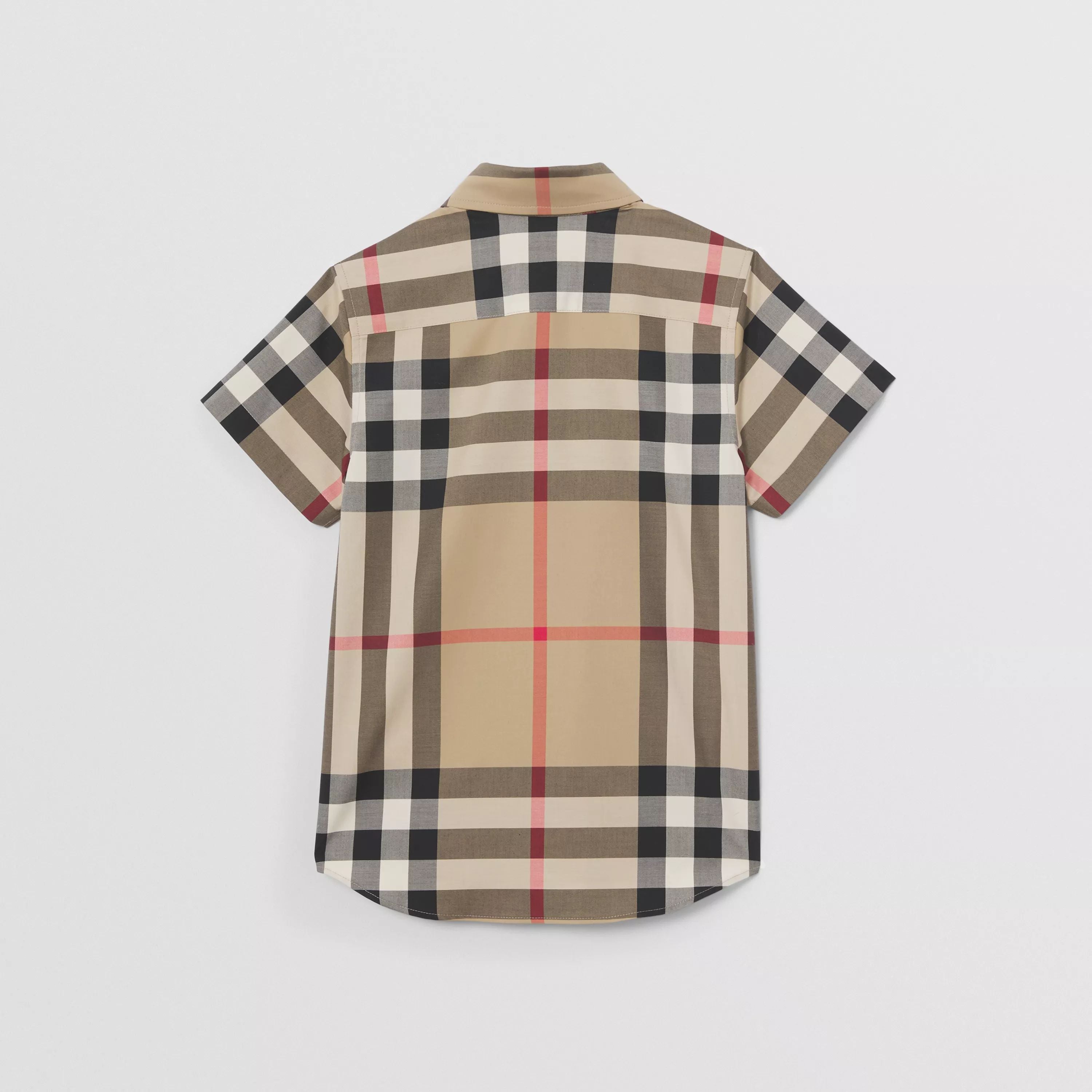 Boys Beige Check Cotton Shirt