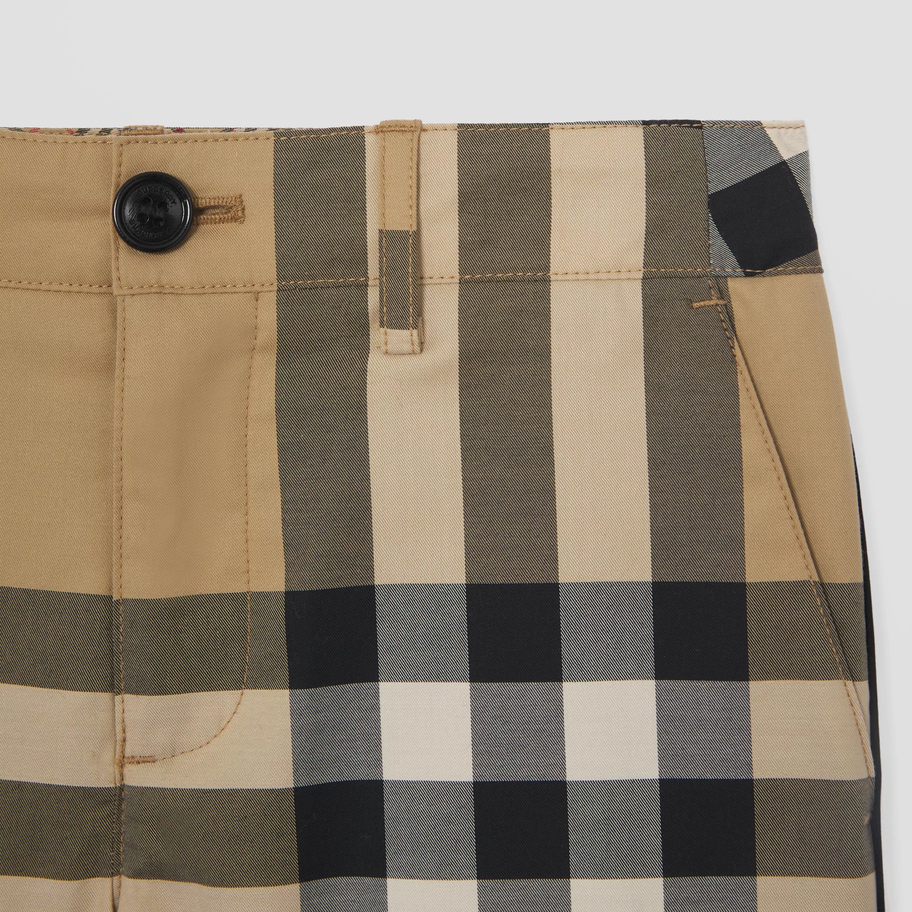 Boys Beige Check Cotton Shorts