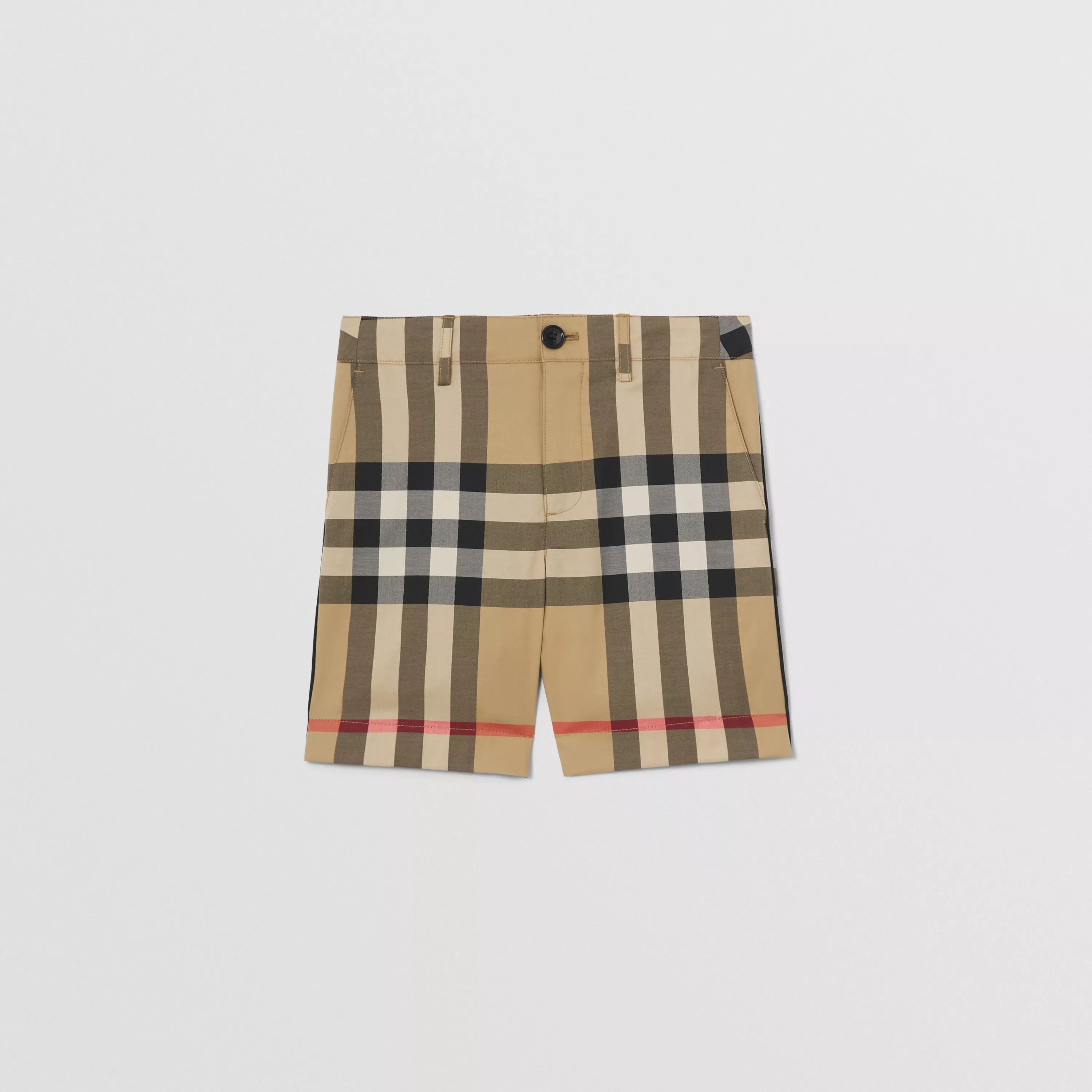 Boys Beige Check Cotton Shorts