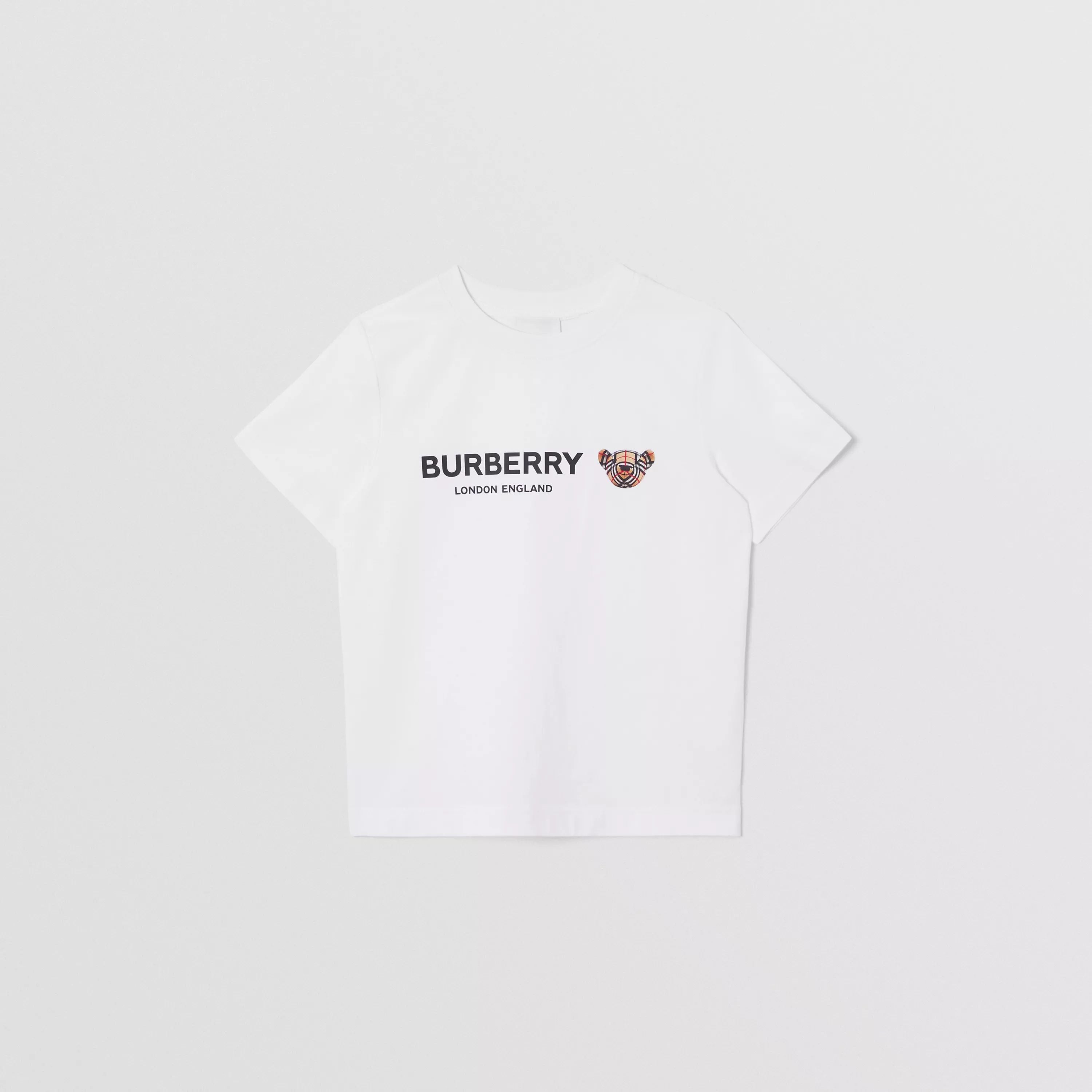 Boys & Girls White Logo Cotton T-Shirt