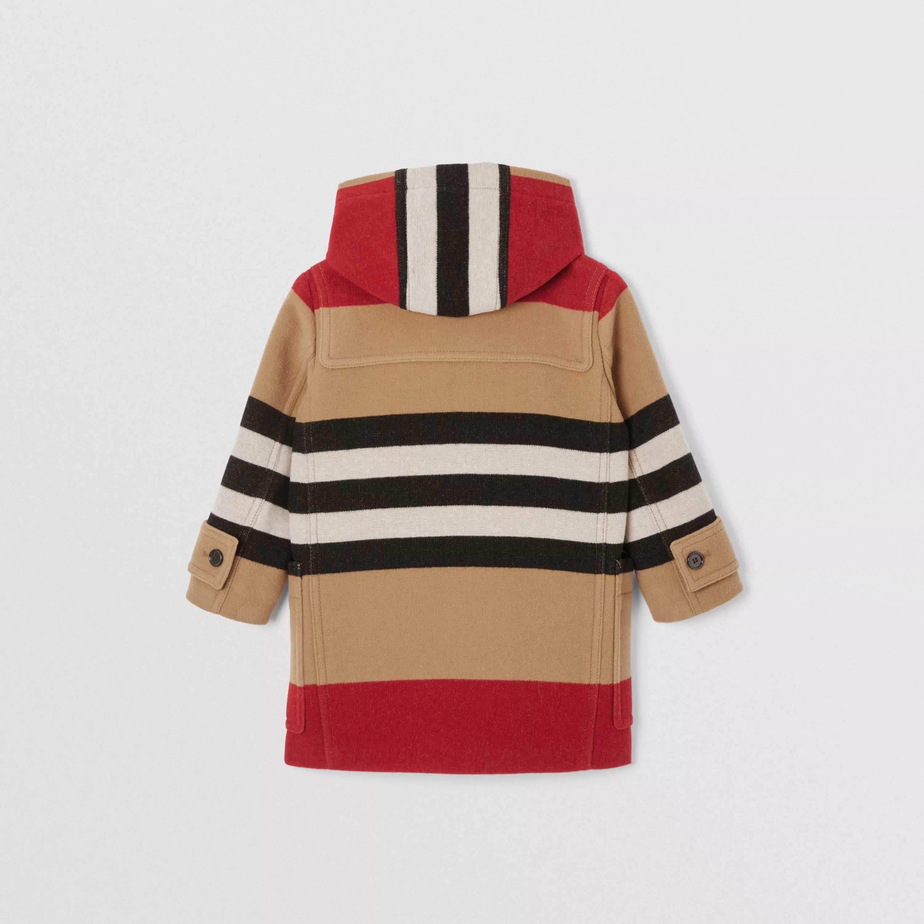 Boys Beige Stripes Wool Coat