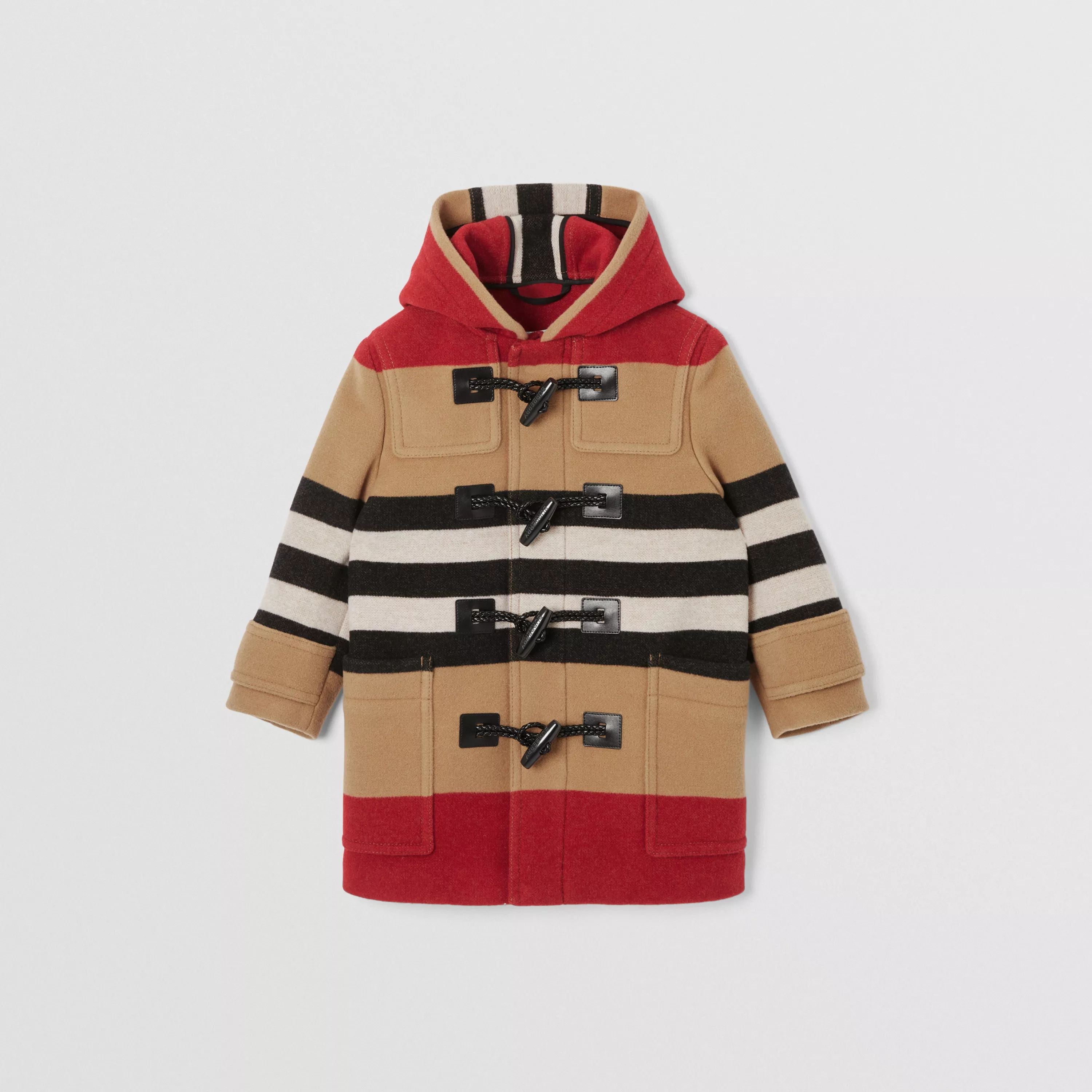 Boys Beige Stripes Wool Coat