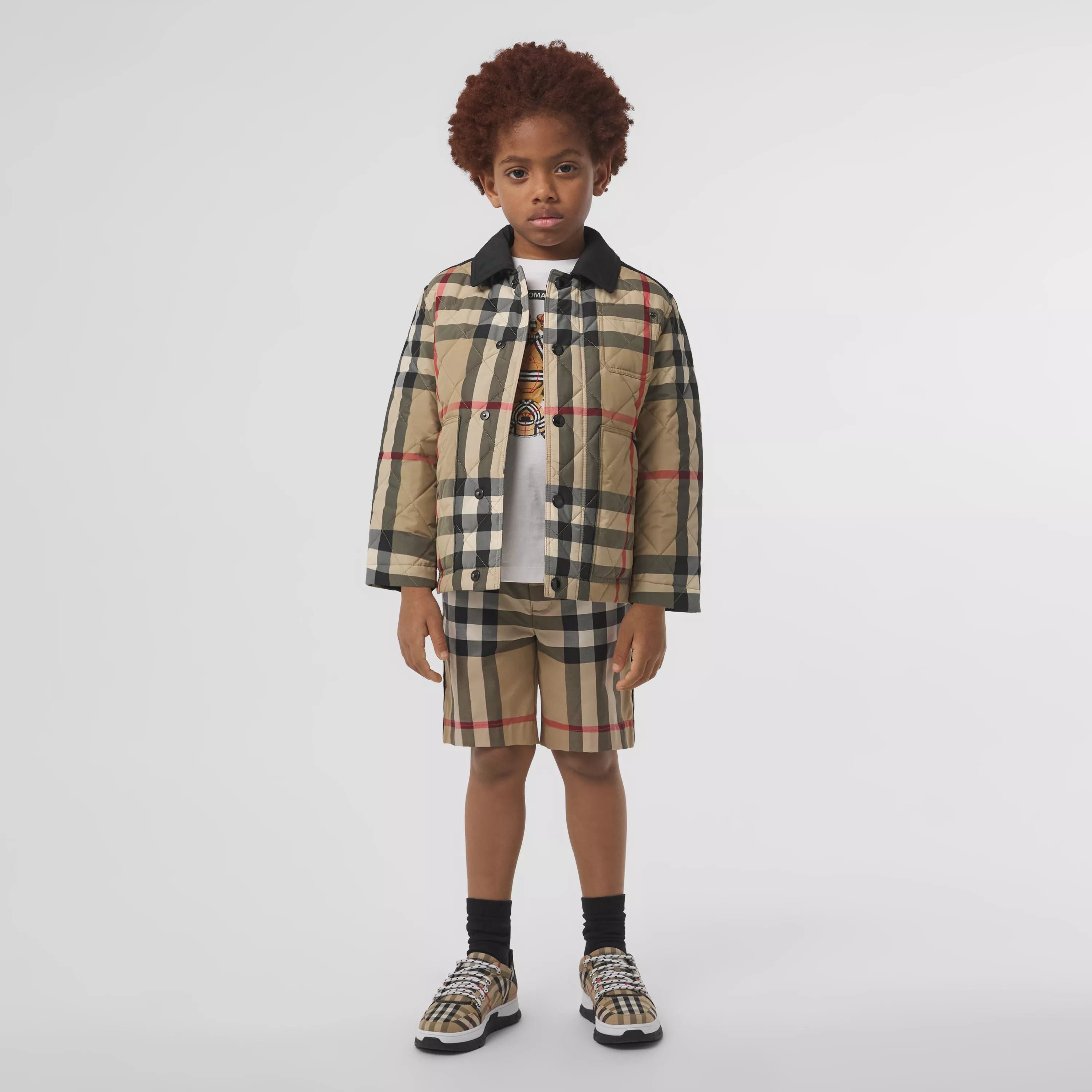 Boys Beige Check Coat