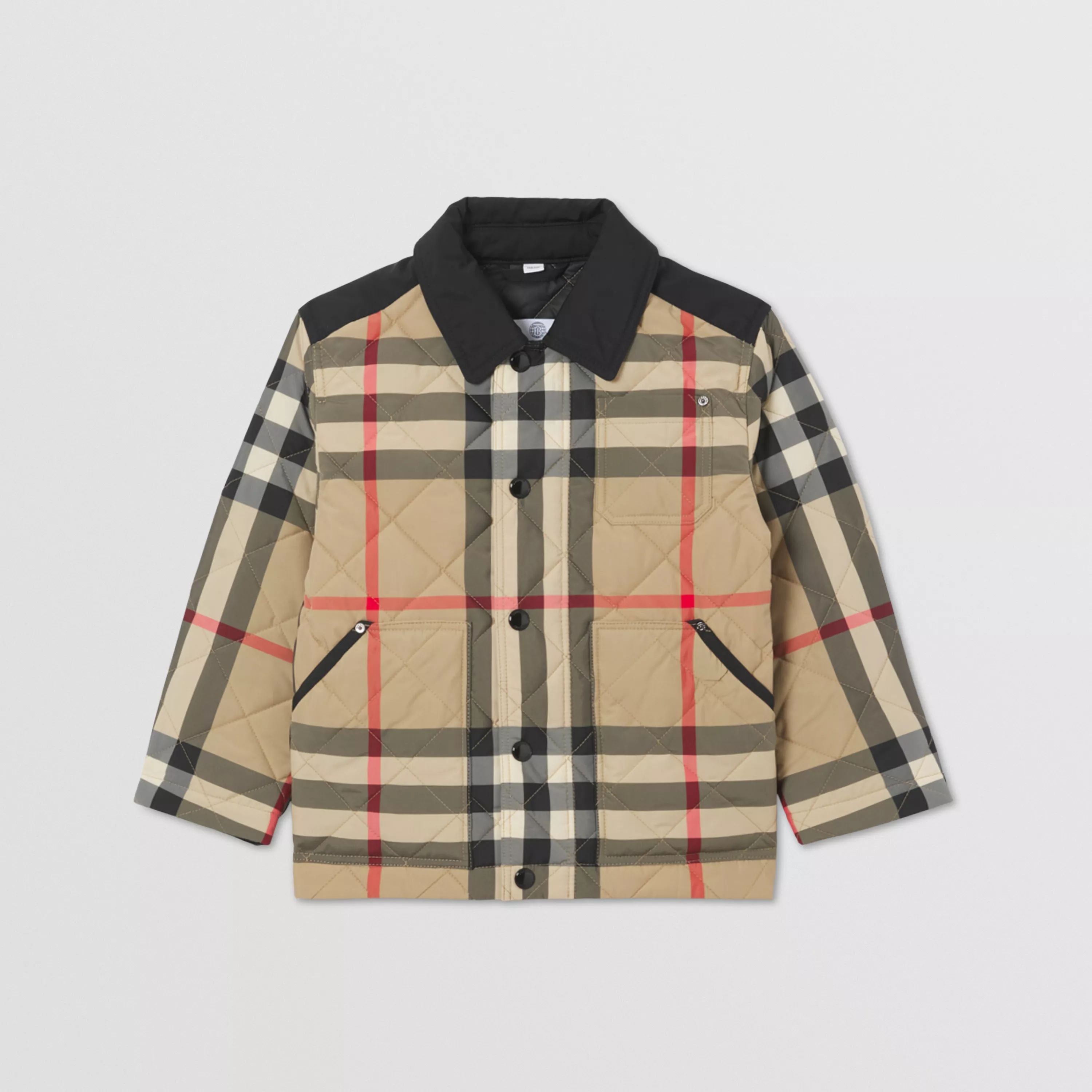 Boys Beige Check Coat