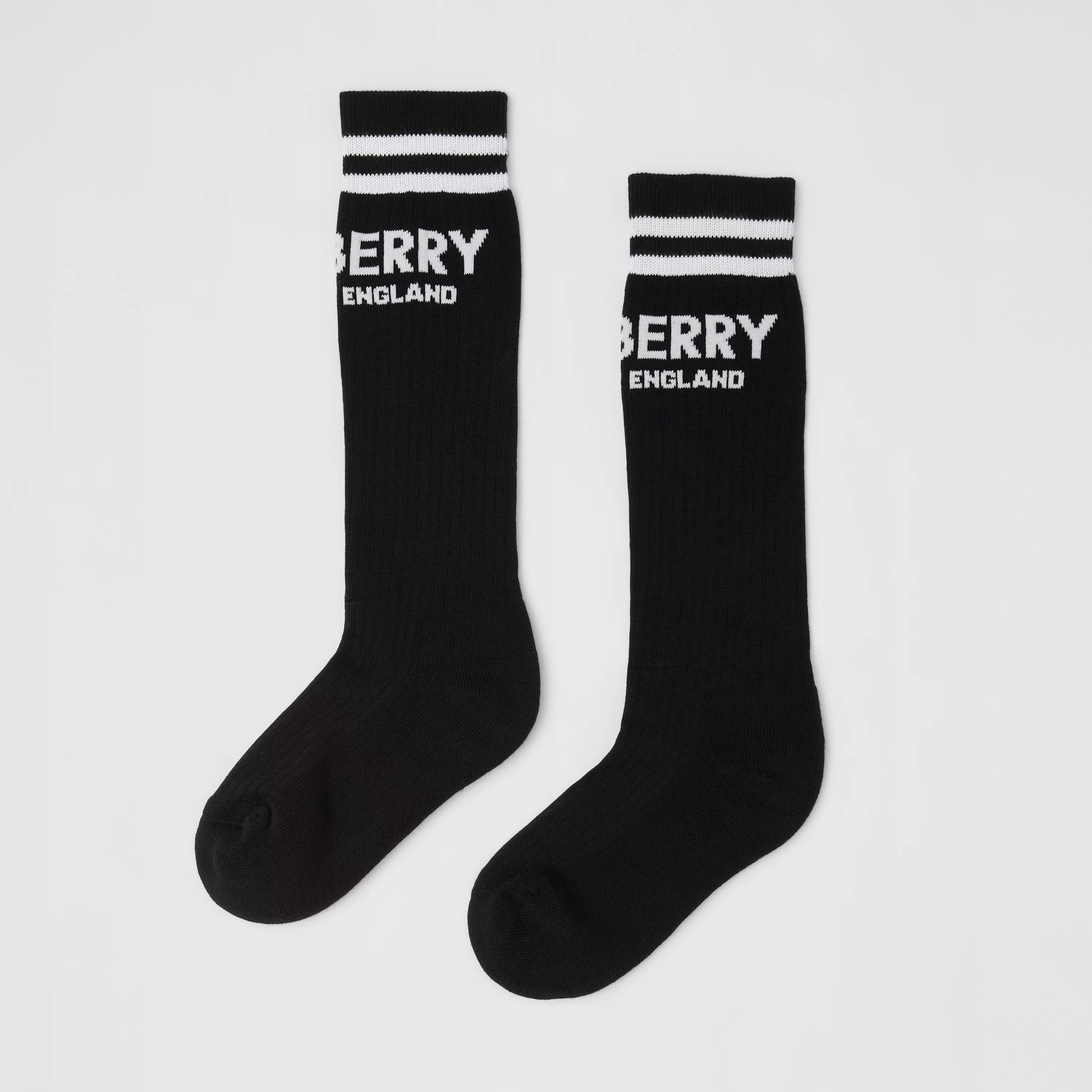 Boys Black & White Logo Cotton Socks (2 Pack)