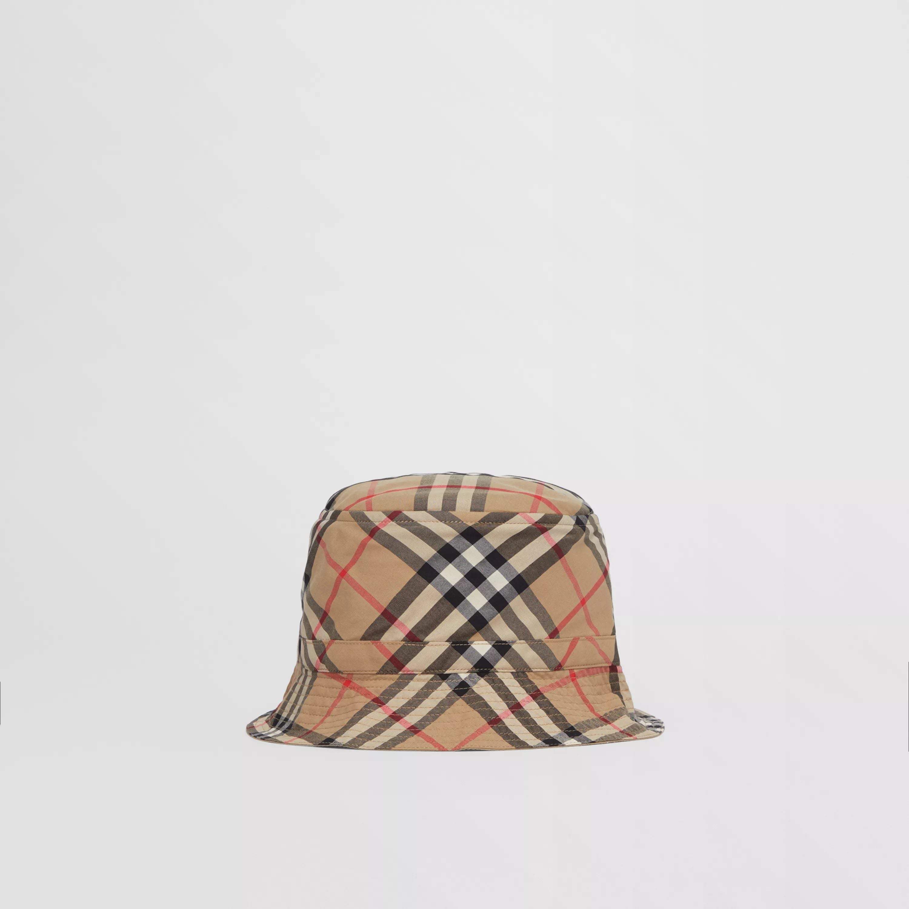 Boys & Girls Beige Check Cotton Hat