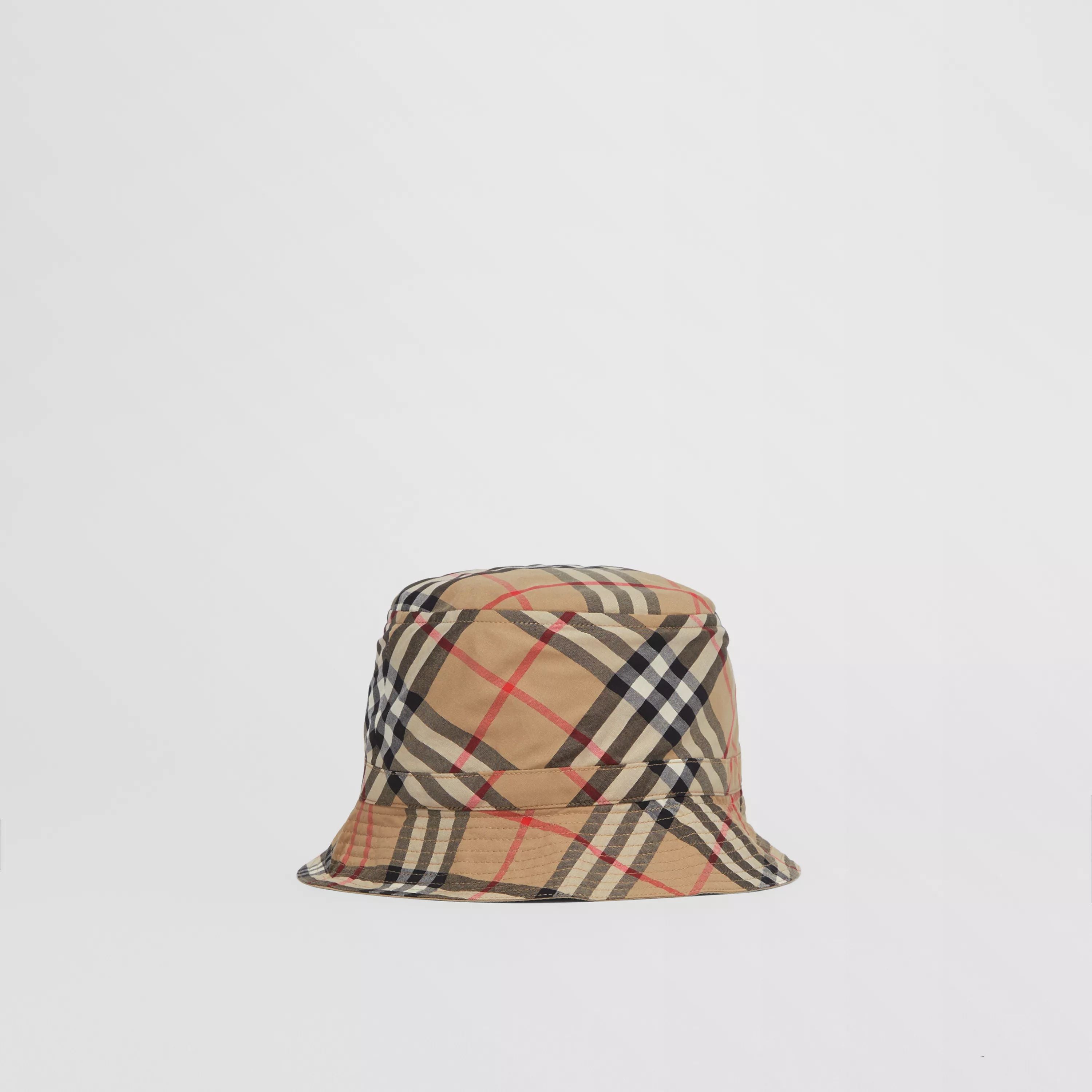 Boys & Girls Beige Check Cotton Hat