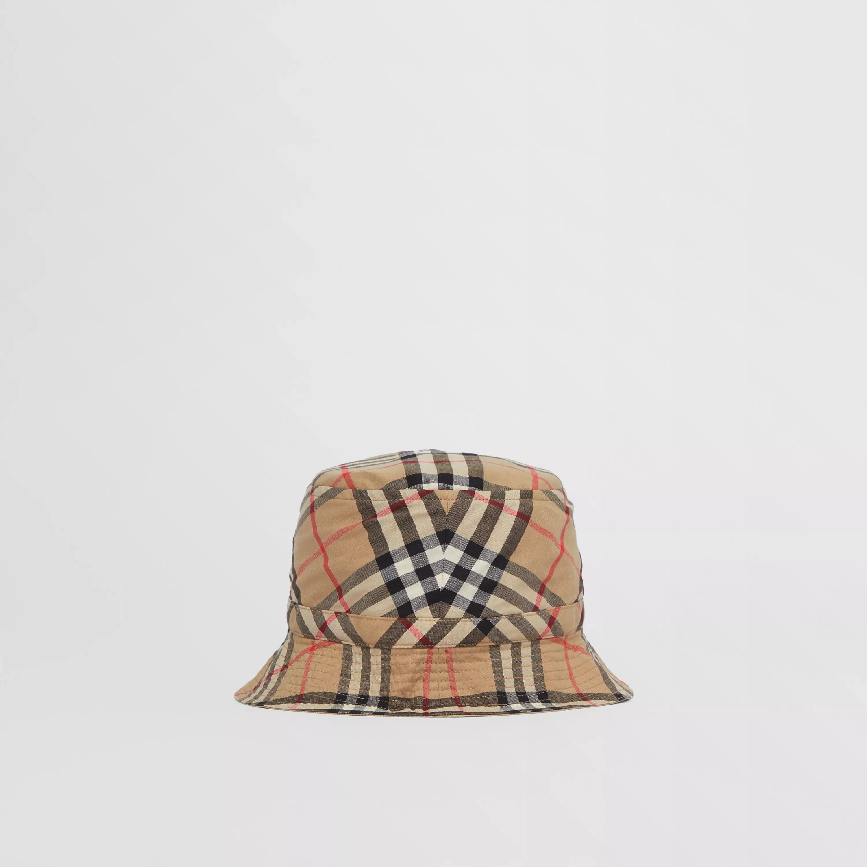 Boys & Girls Beige Check Cotton Hat