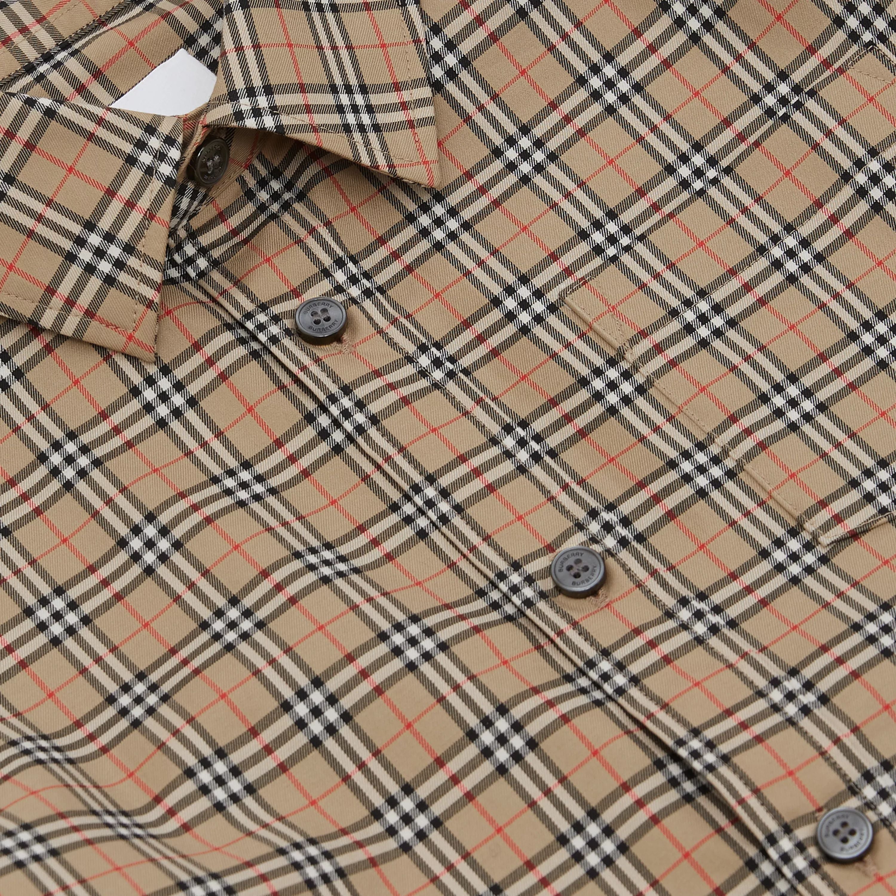 Boys Beige Check Cotton Shirt