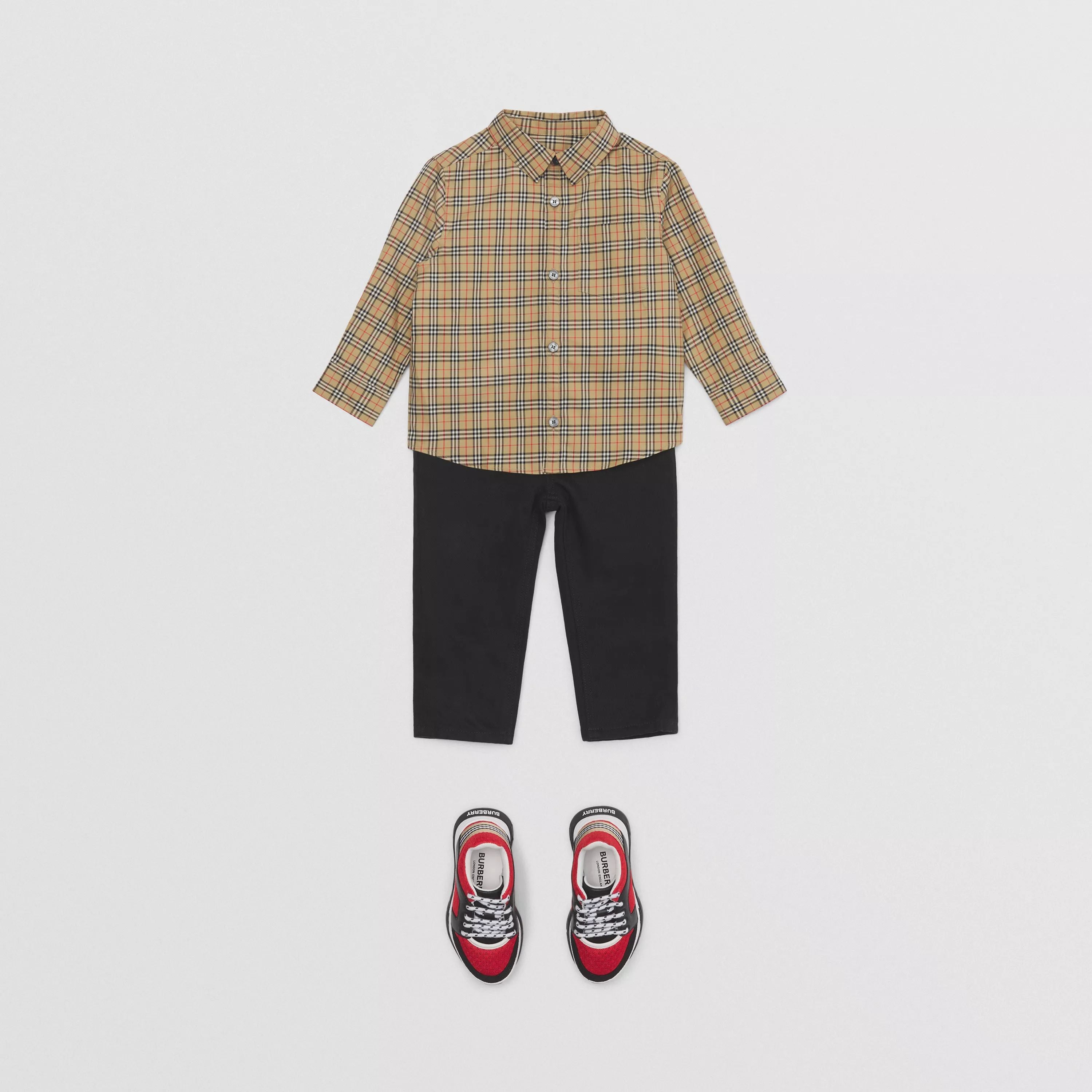 Baby Boys Beige Check Cotton Shirt