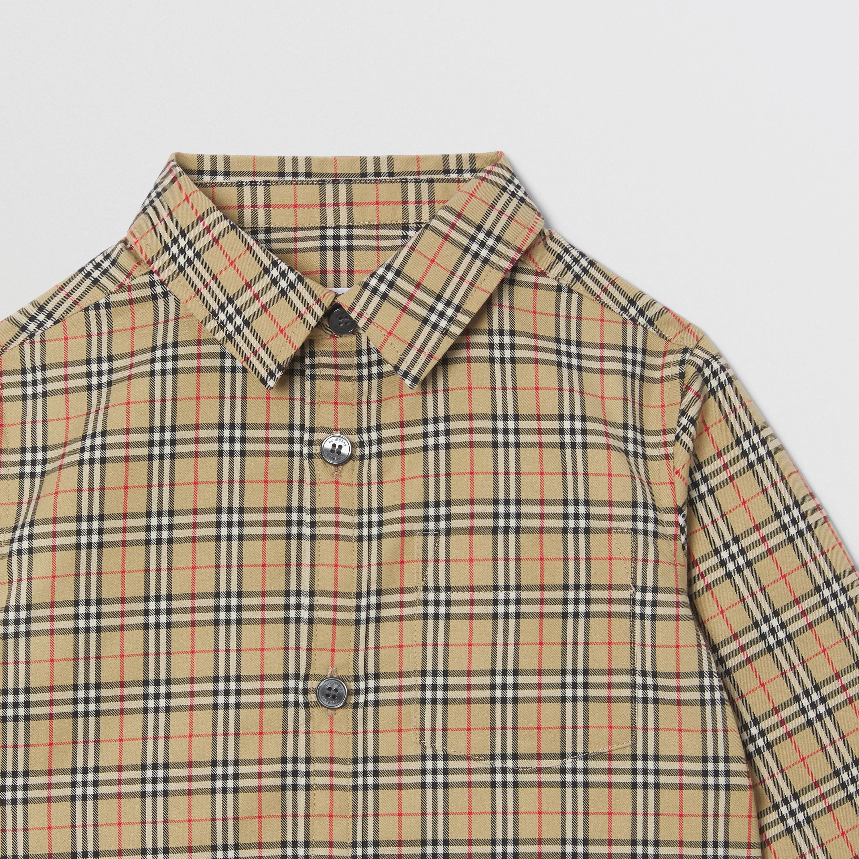 Baby Boys Beige Check Cotton Shirt