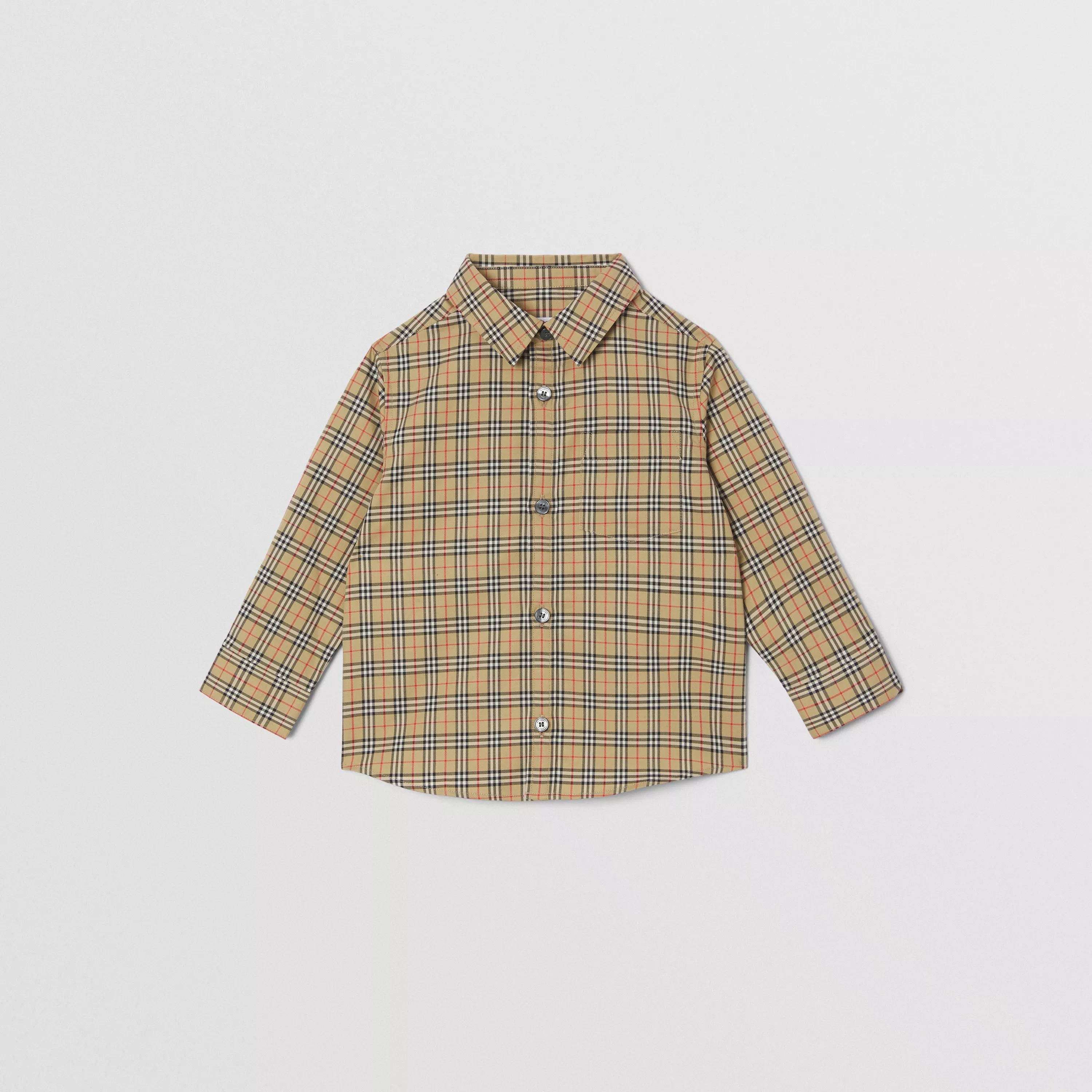 Baby Boys Beige Check Cotton Shirt