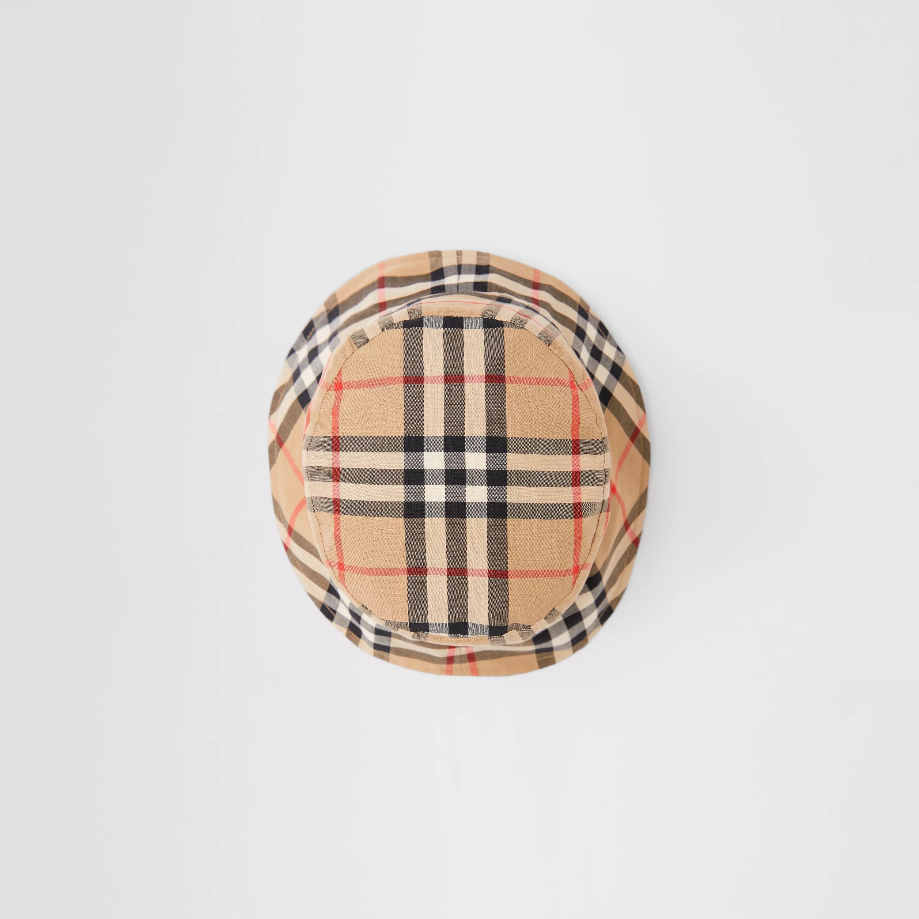 Baby Boys & Girls Beige Check Cotton Hat