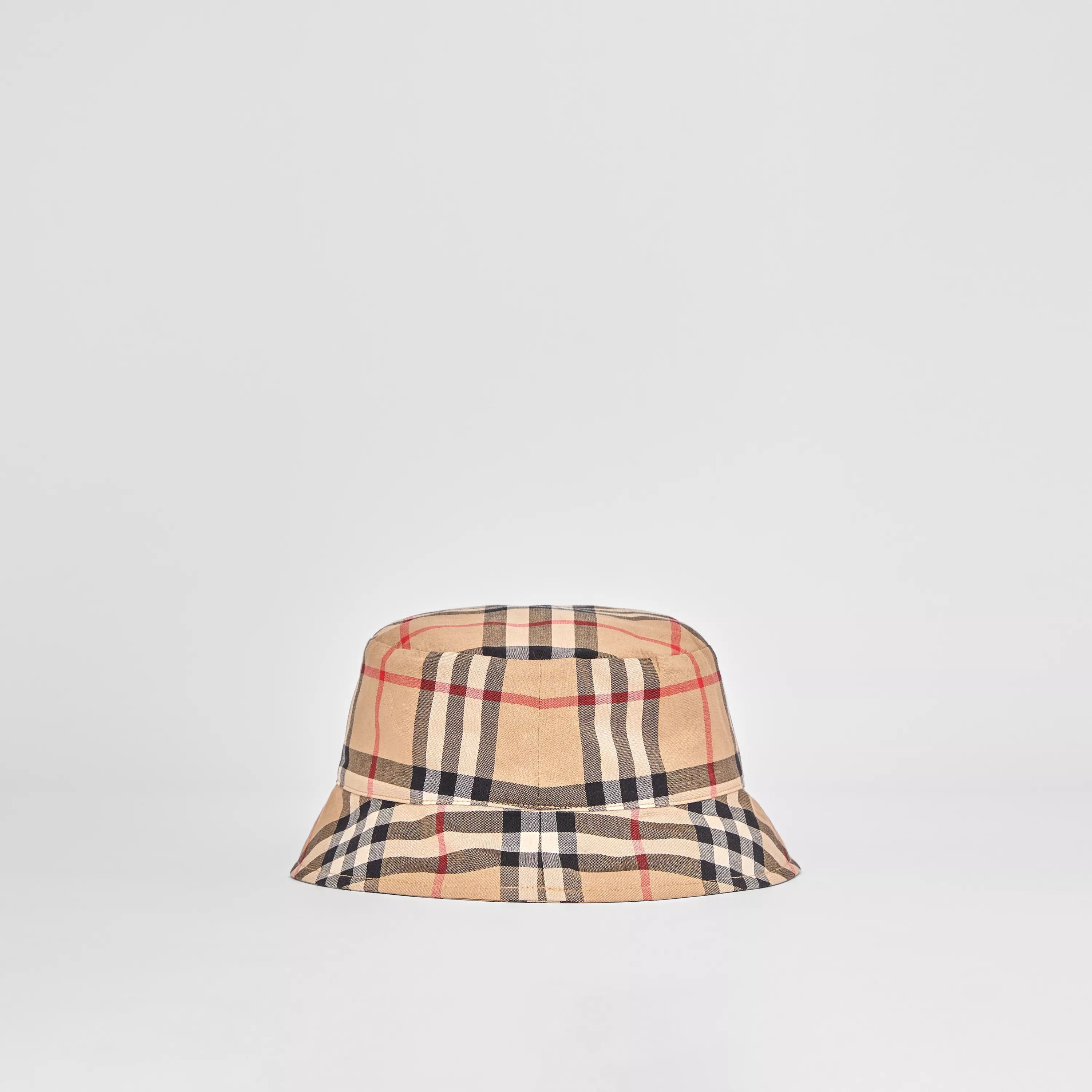 Baby Boys & Girls Beige Check Cotton Hat