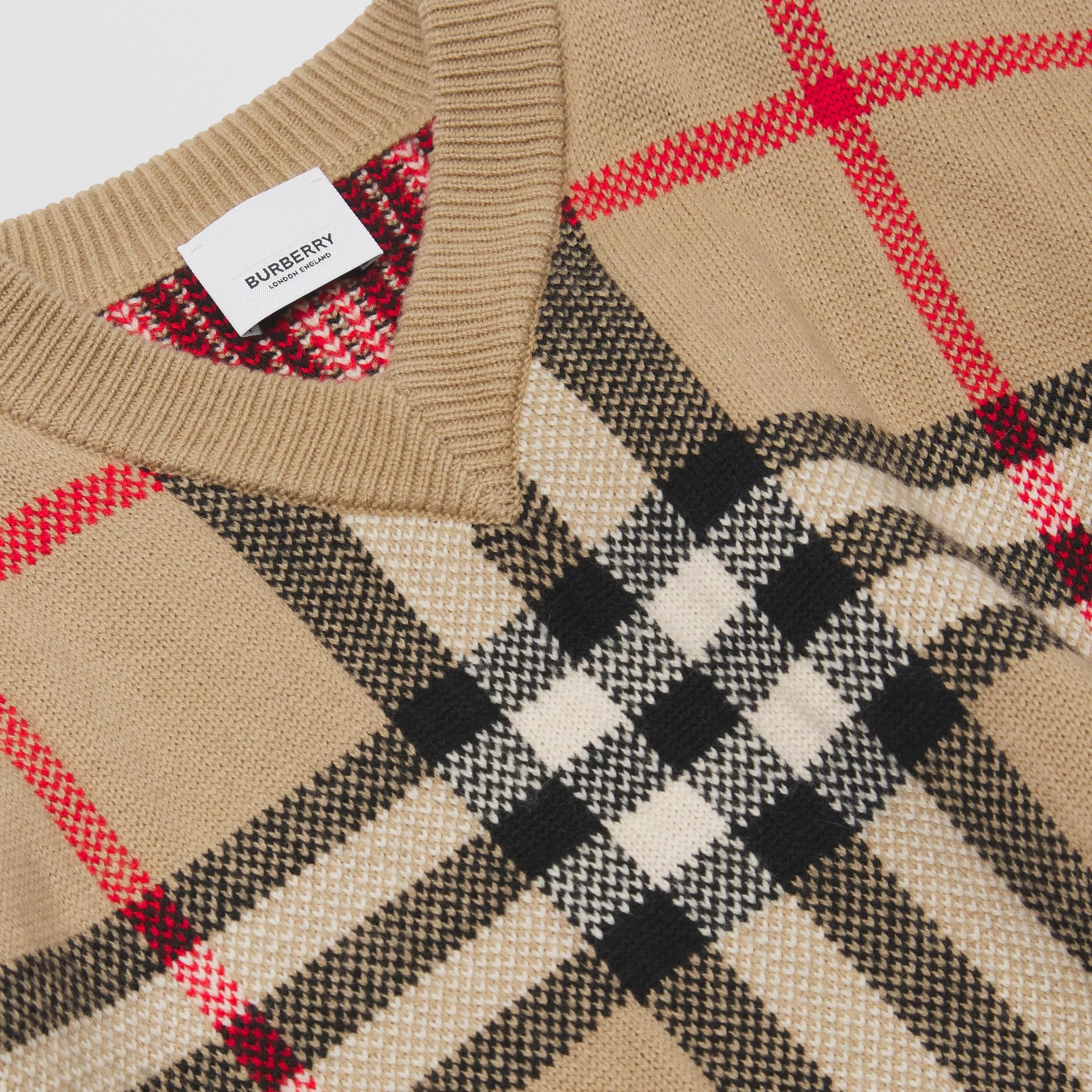 Boys & Girls Beige Check Cashmere Sweater