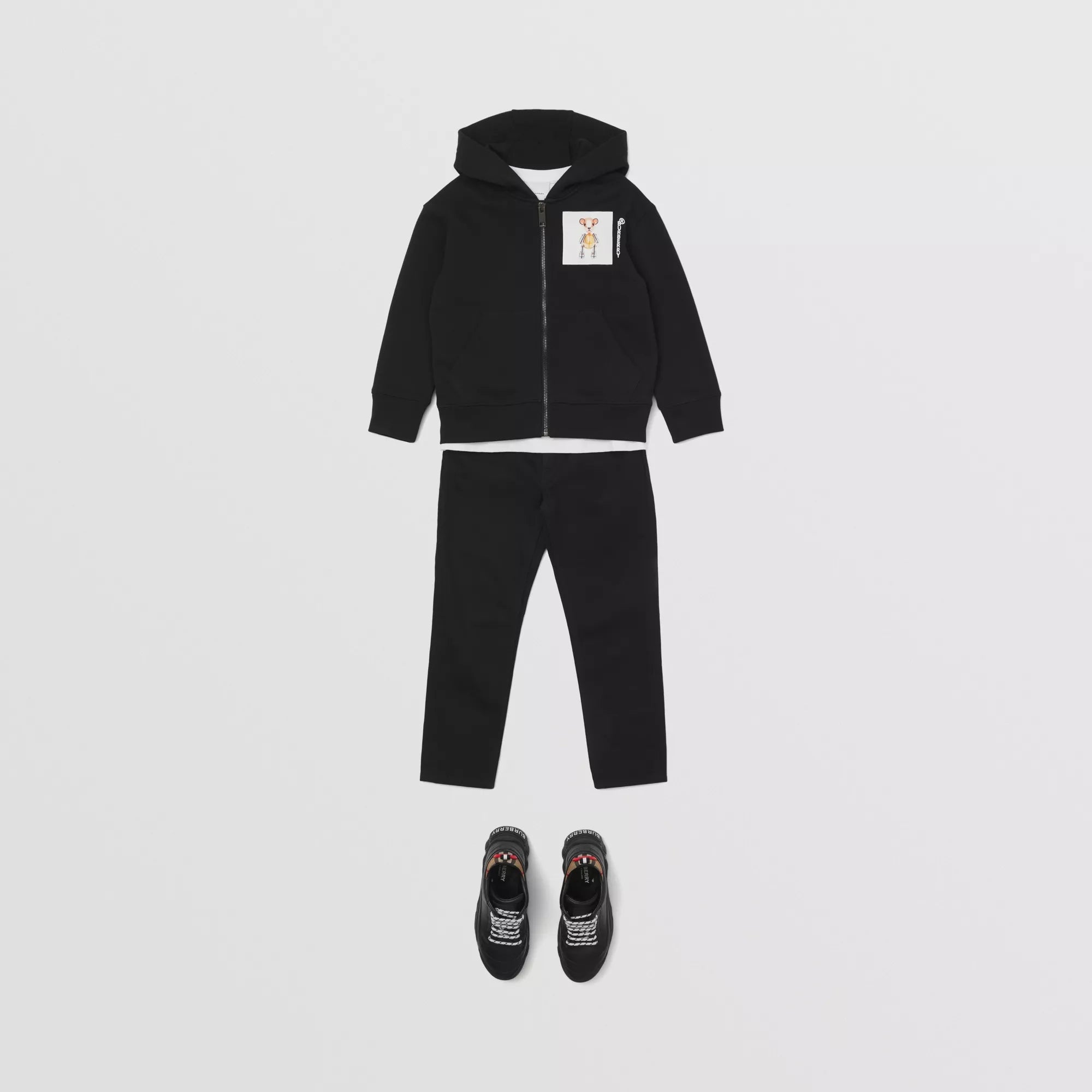 Boys Black Hooded Zip-Up Top