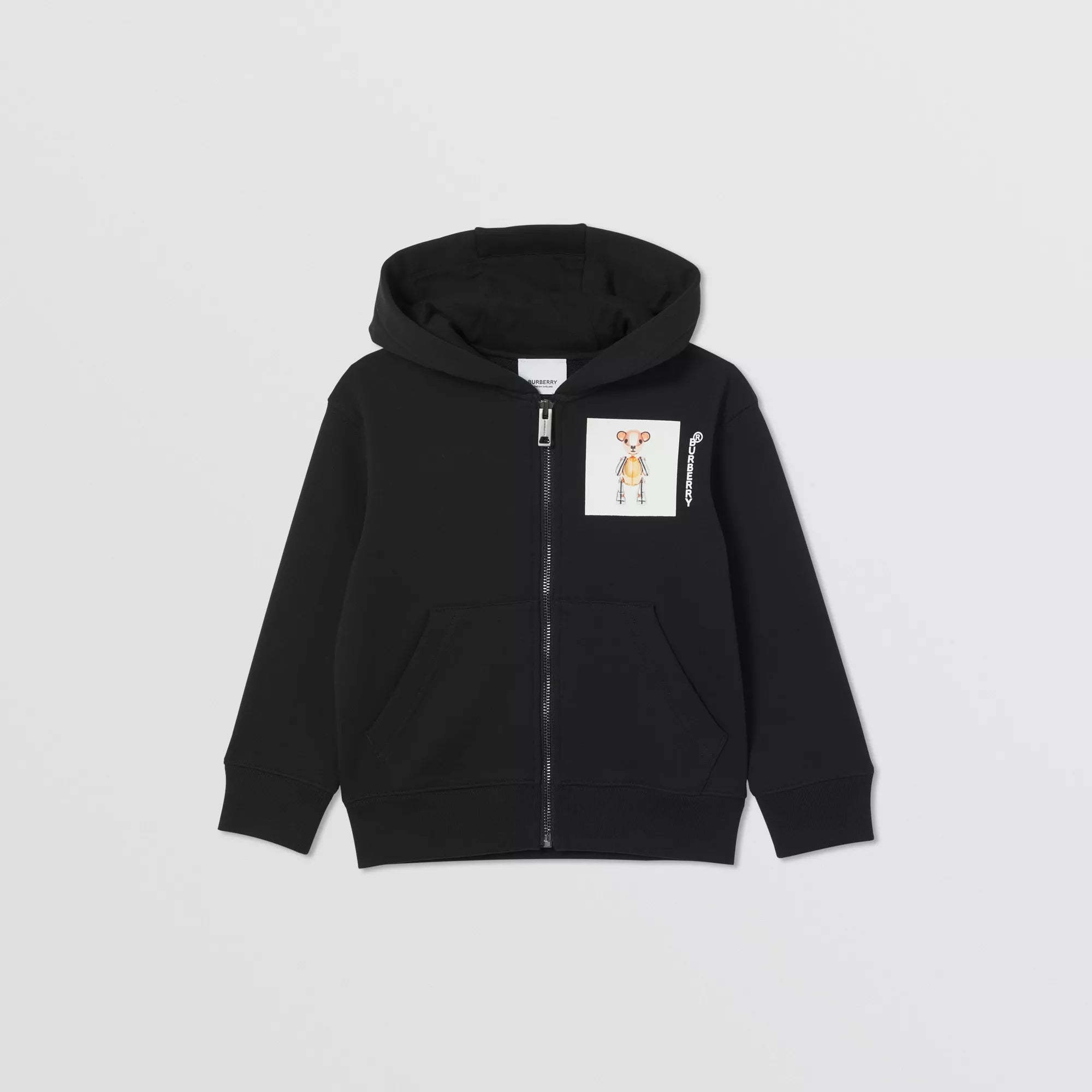 Boys Black Hooded Zip-Up Top