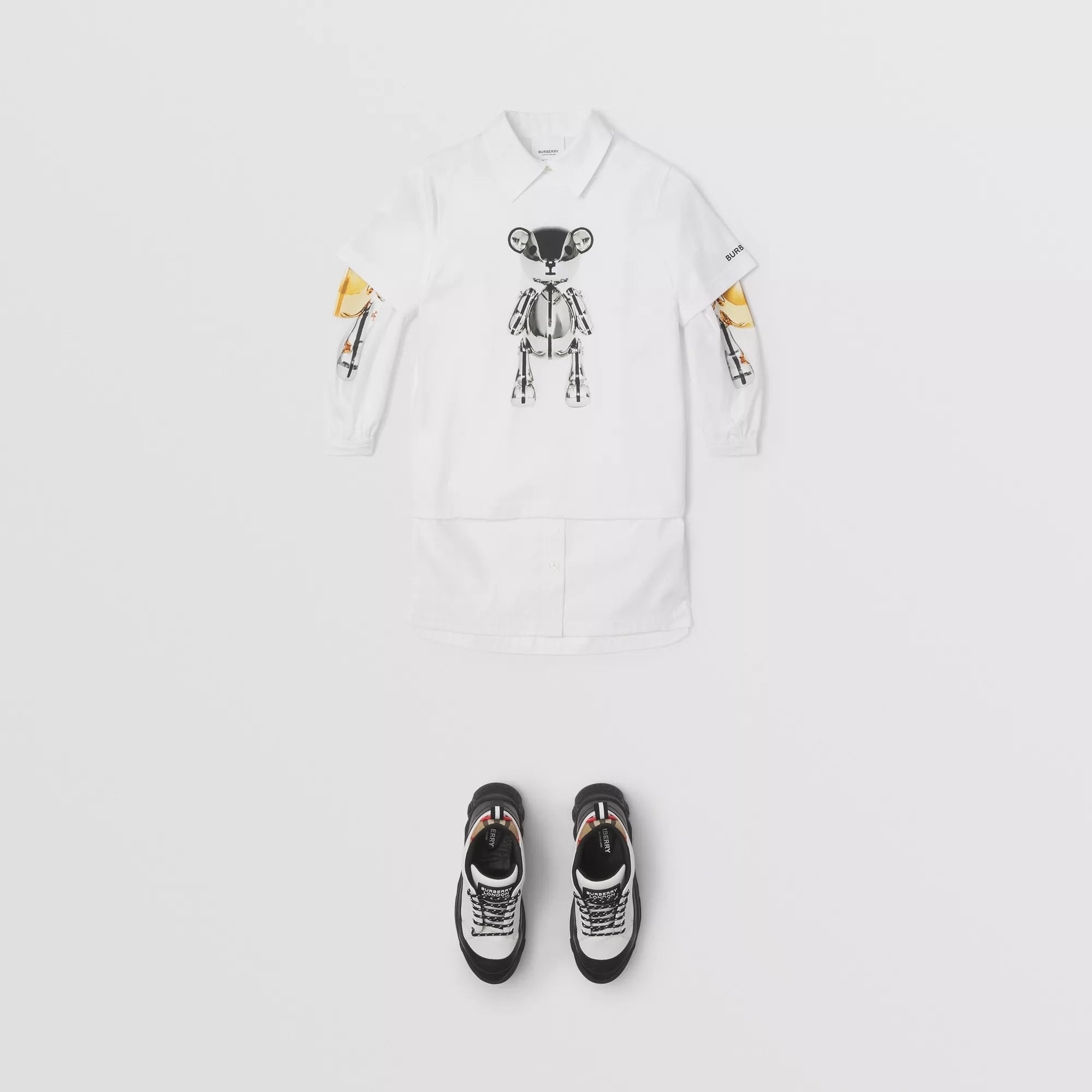 Boys White Printed Cotton T-Shirt