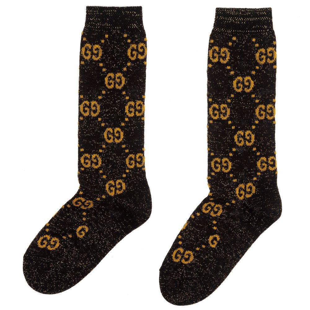 Boys & Girls Black GG Logo Socks