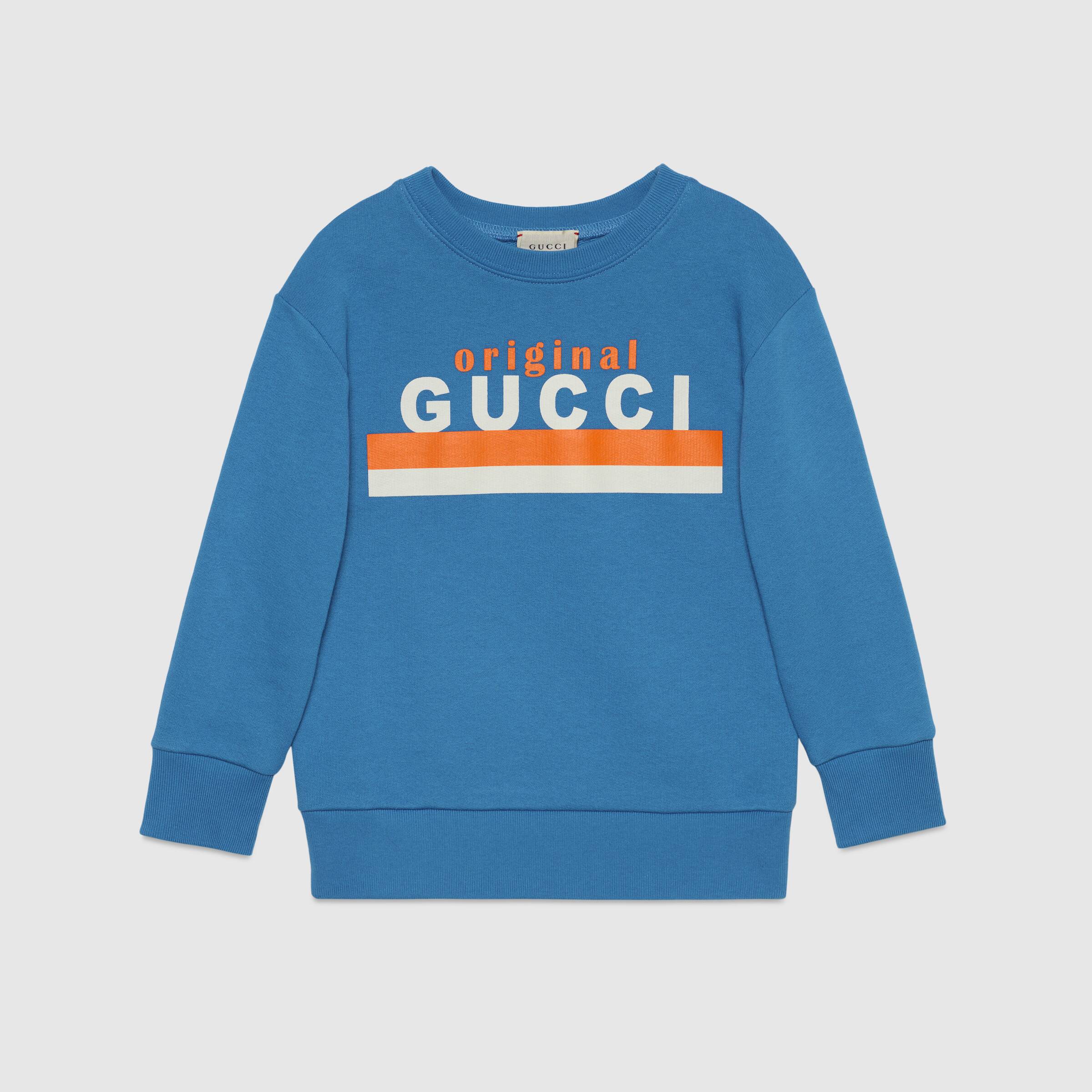 Boys Blue Logo Cotton Sweatshirt