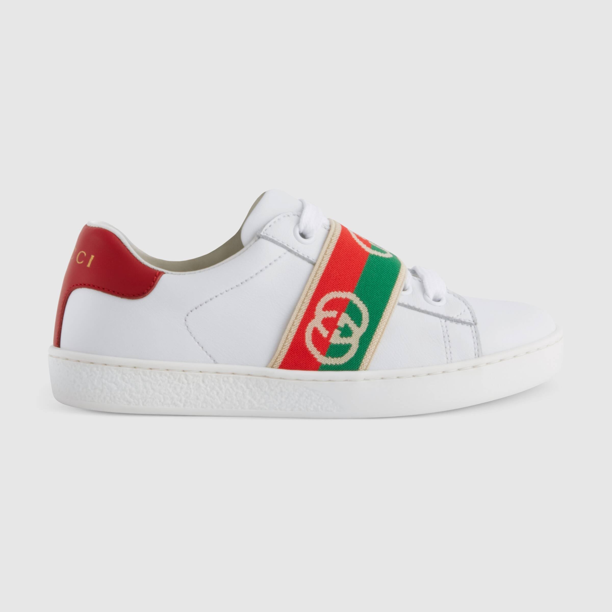 Boys & Girls White GG Leather Shoes