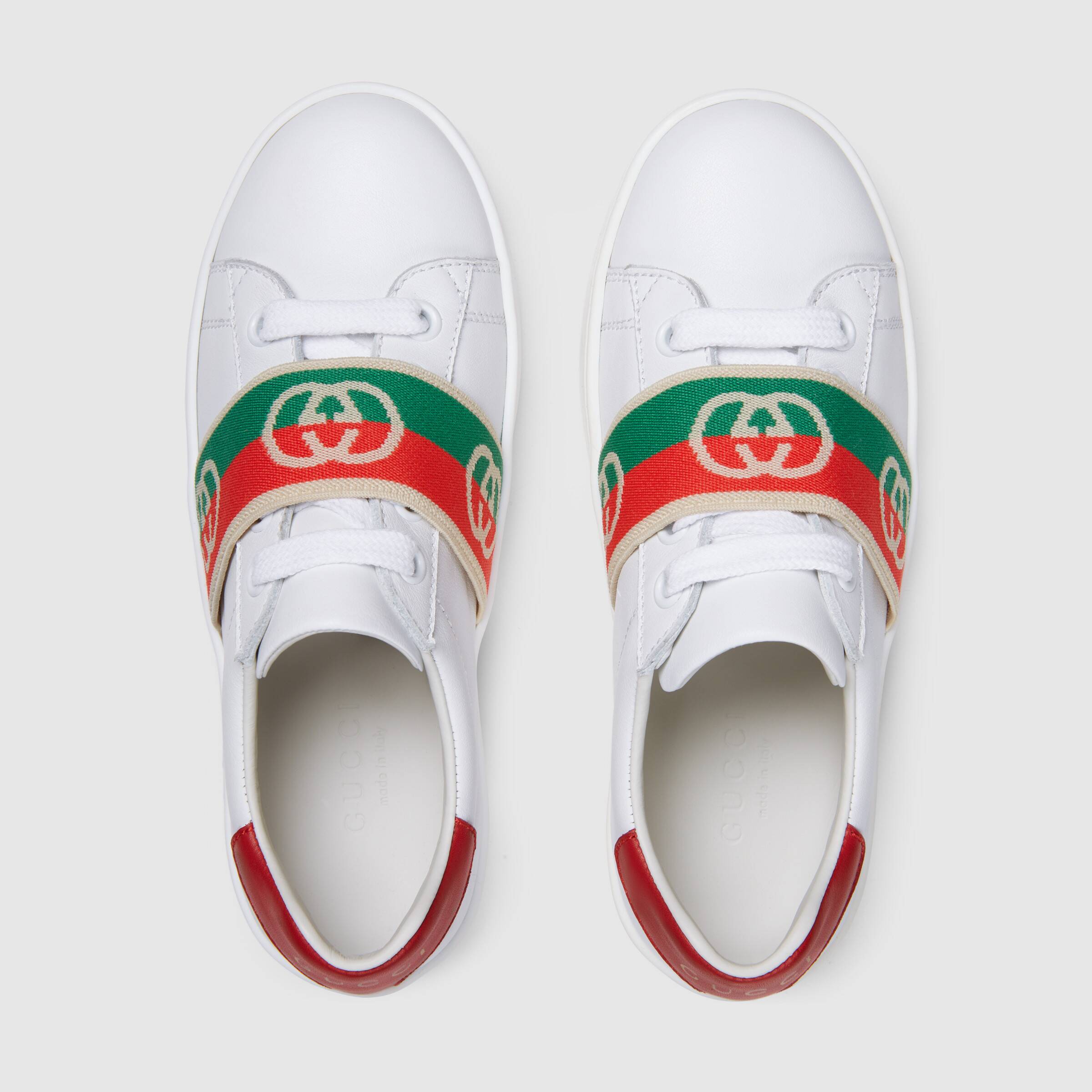 Boys & Girls White GG Leather Shoes