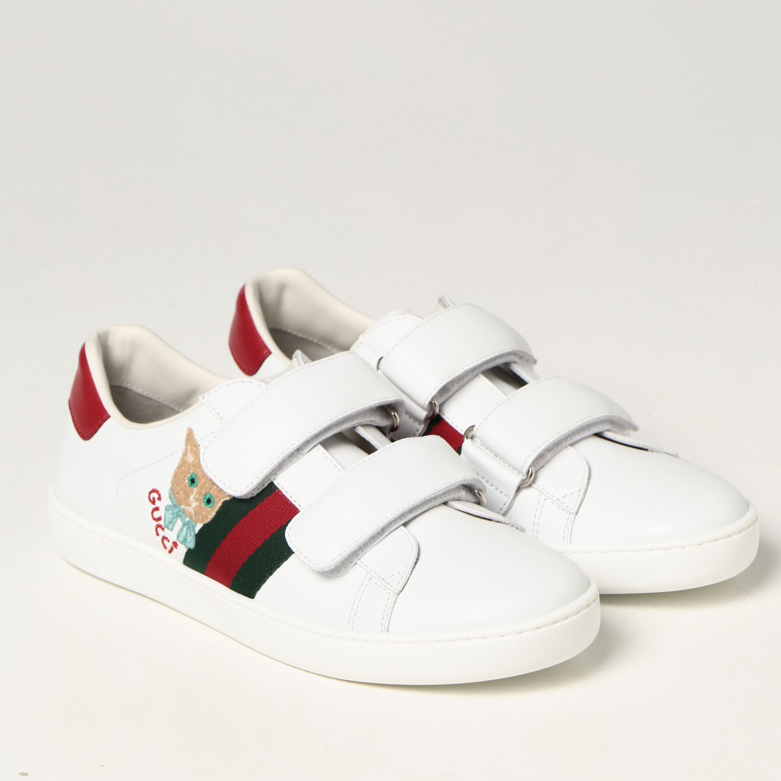 Boys & Girls White Logo Leather Shoes