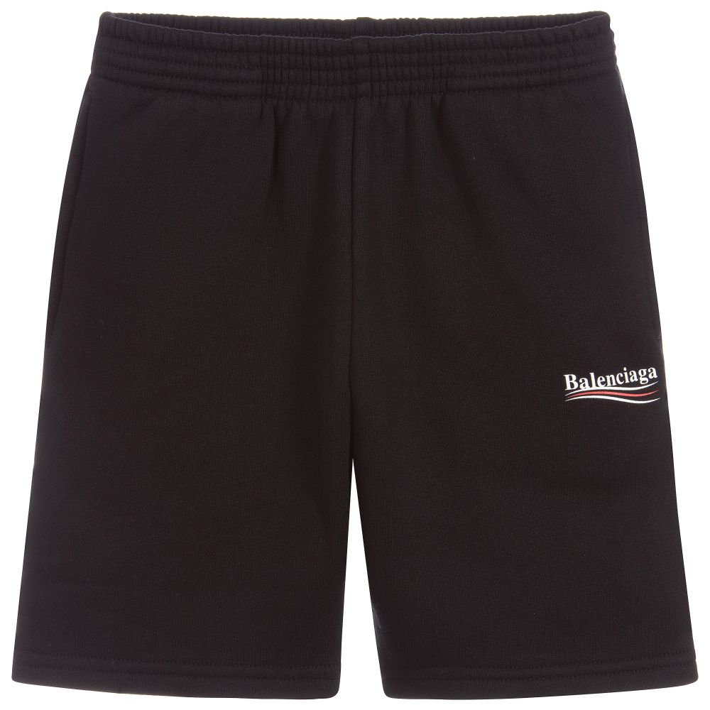 Boys & Girls Black Logo Cotton Shorts