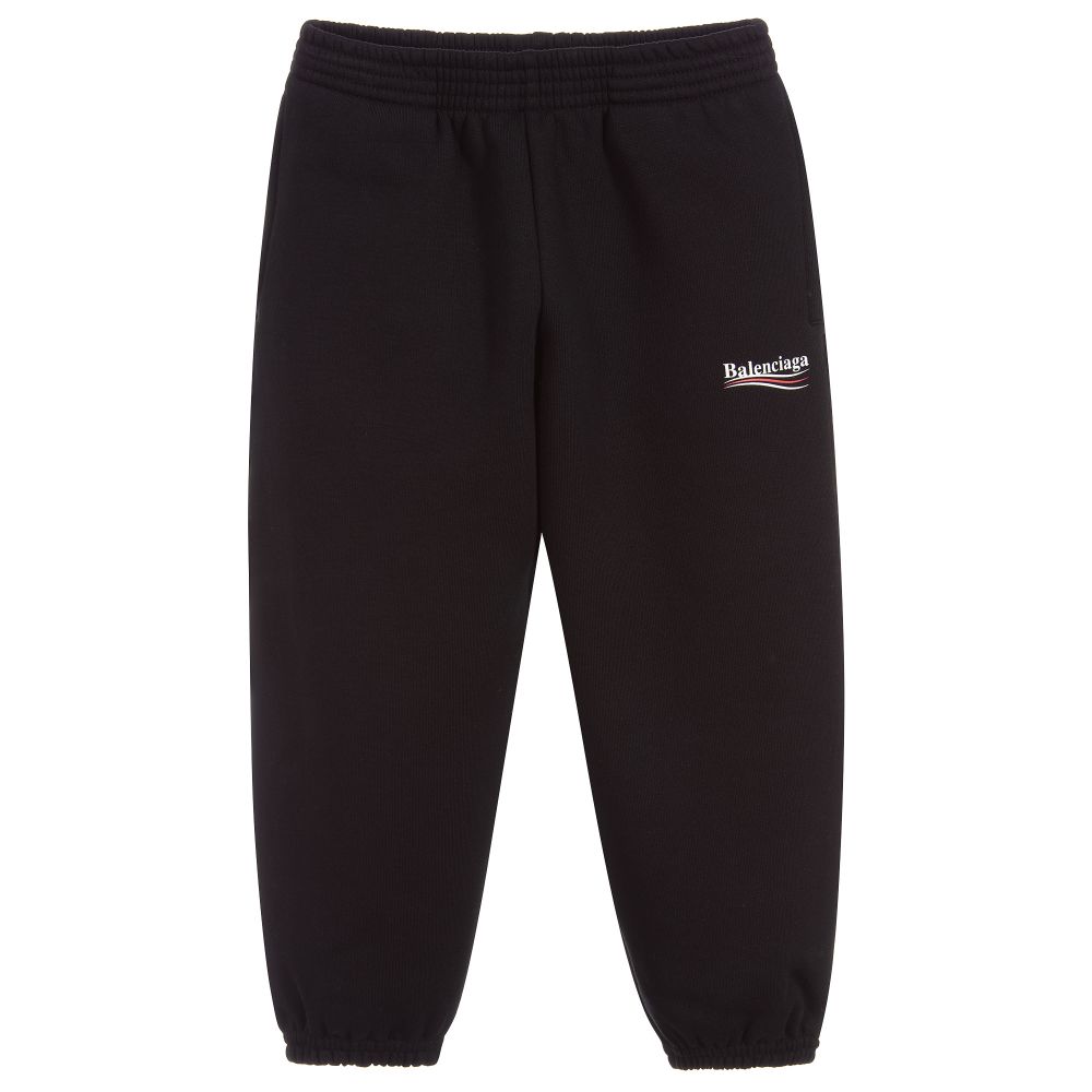 Boys & Girls Black Logo Cotton Trousers