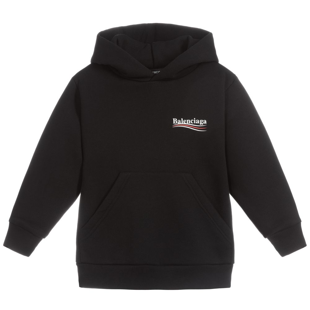 Boys & Girls Black Logo Hooded Sweatshirt