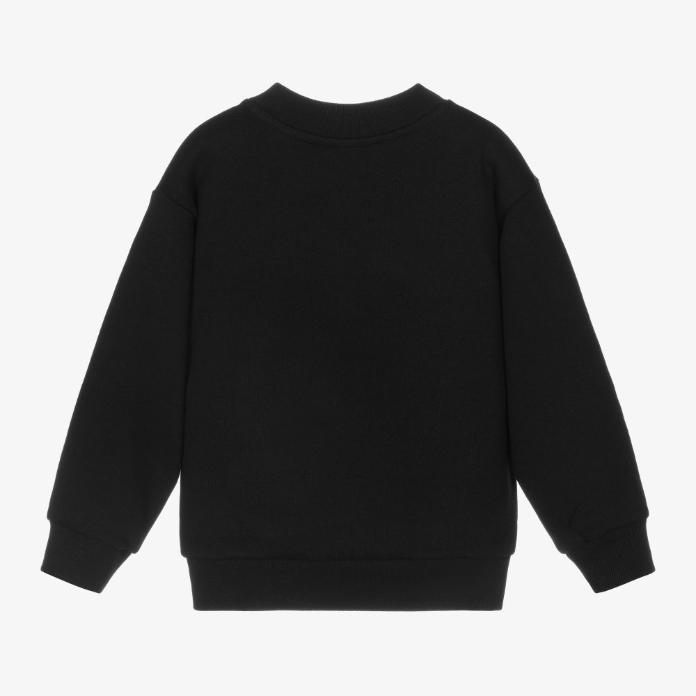 Boys & Girls Black Logo Cotton Sweatshirt