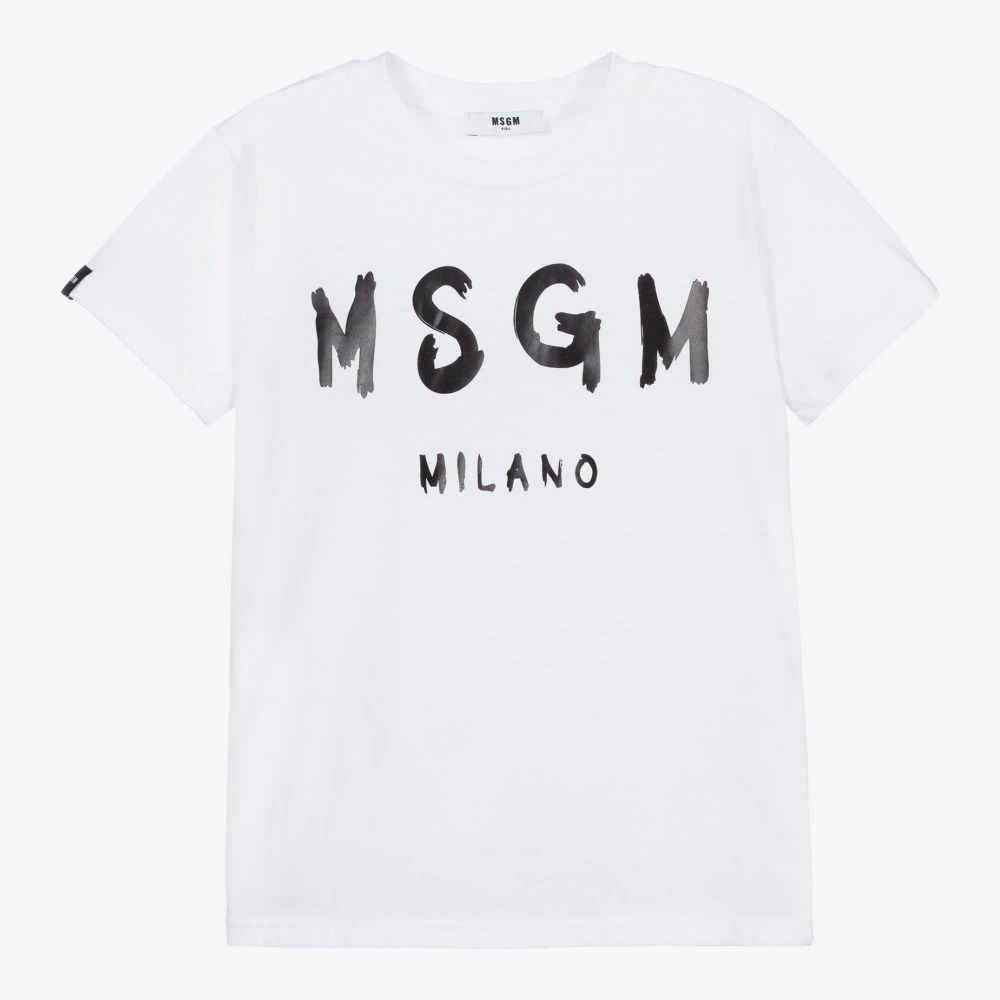 Boys & Girls White Logo Cotton T-Shirt