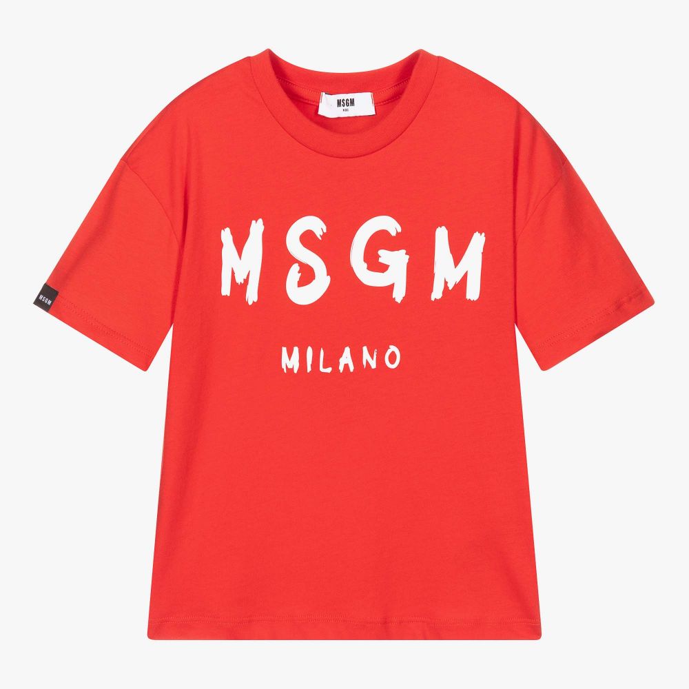 Boys & Girls Red Logo Cotton T-Shirt