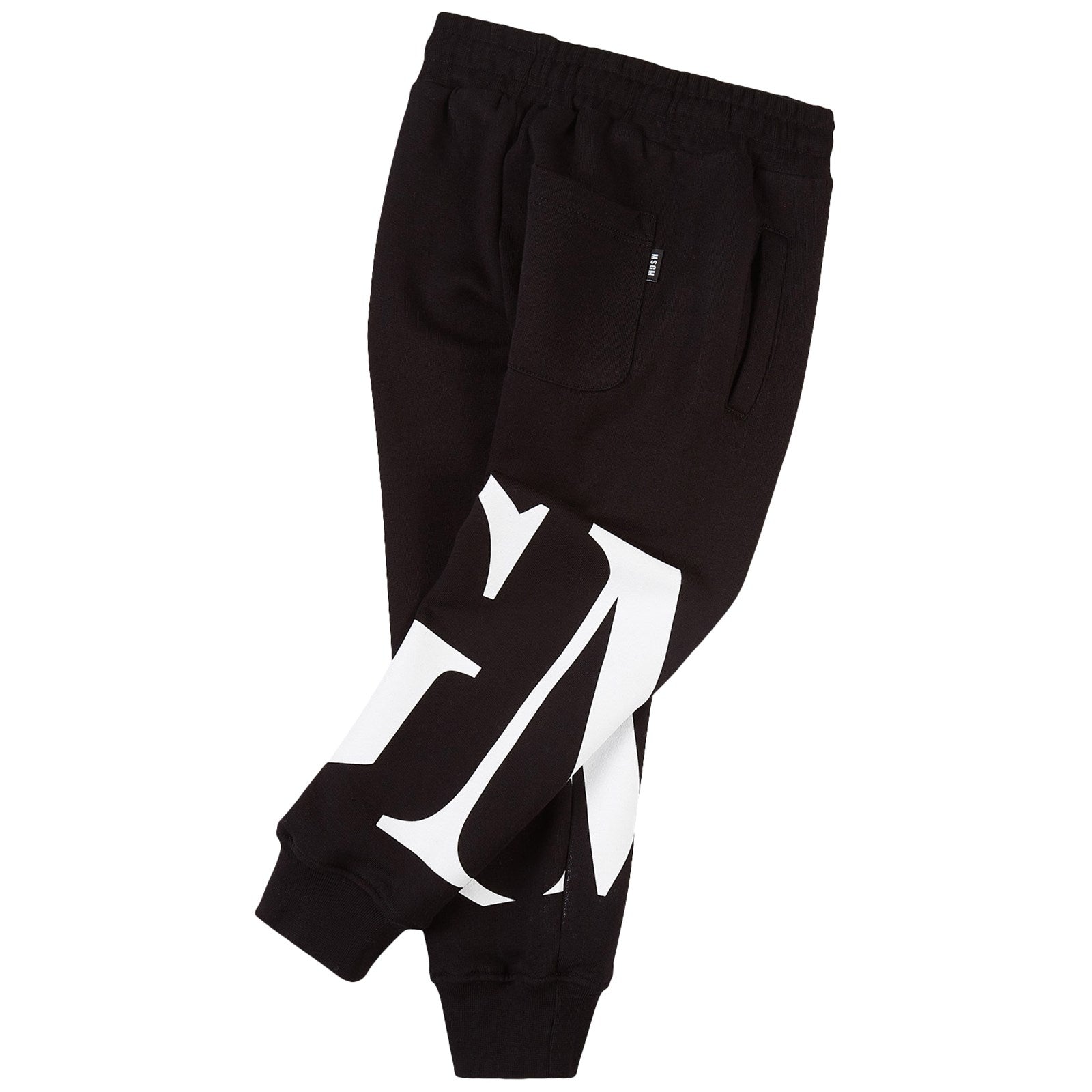 Boys Black Logo Cotton Trousers