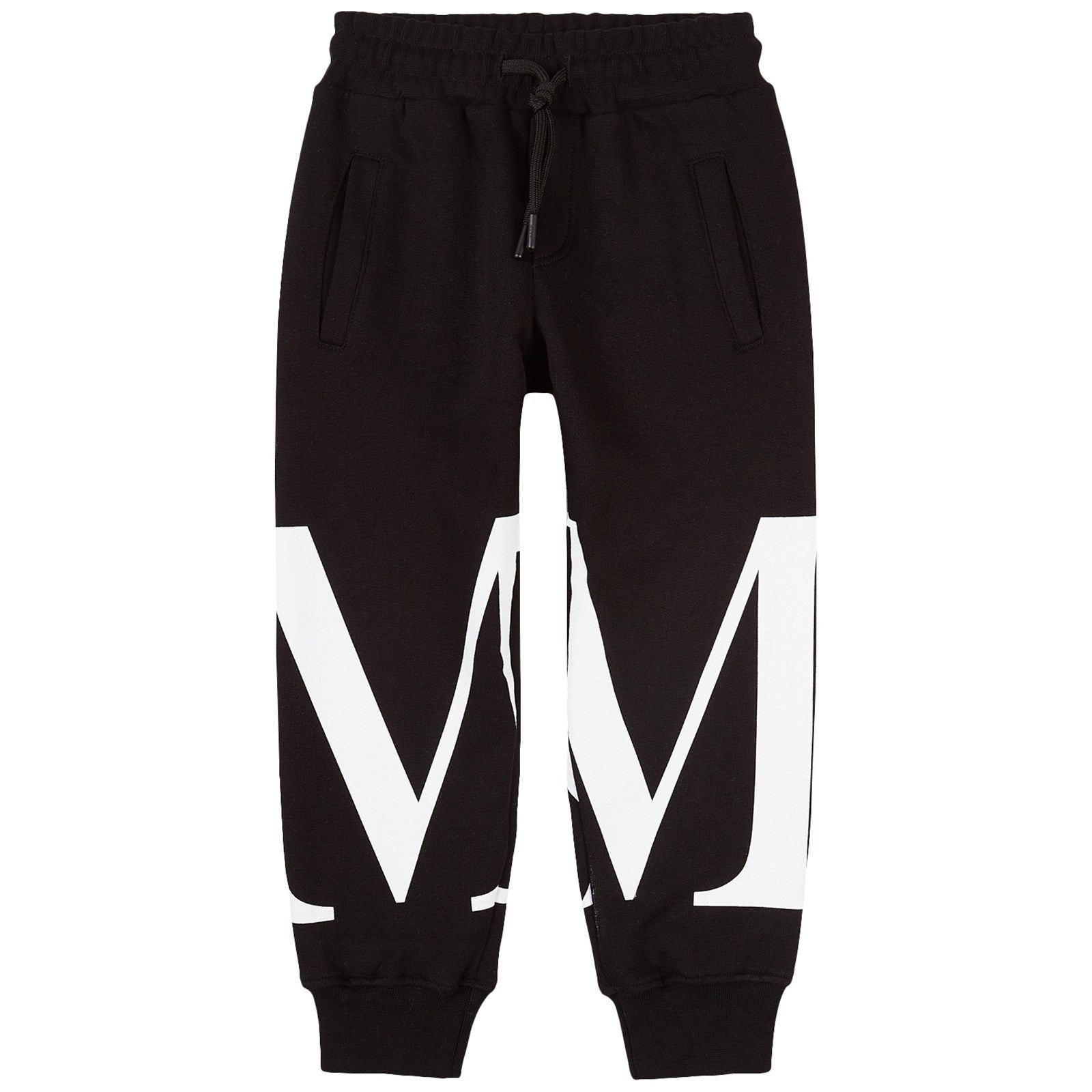 Boys Black Logo Cotton Trousers