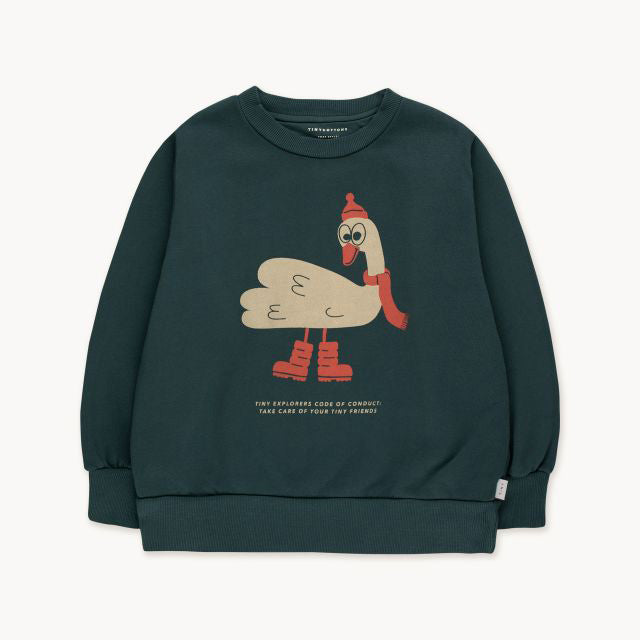 Boys & Girls Dark Green Printed Cotton Sweatshirt