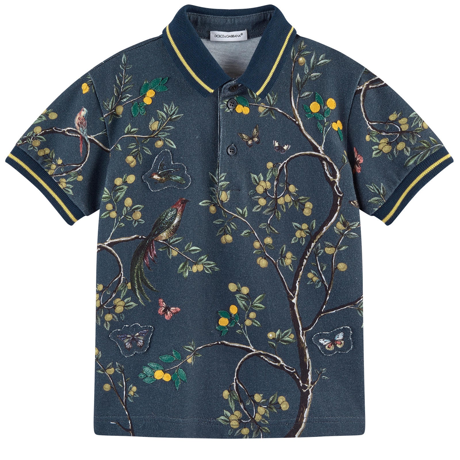 Baby Boys Navy Blue Trees Printed Cotton Polo Shirt - CÉMAROSE | Children's Fashion Store - 1