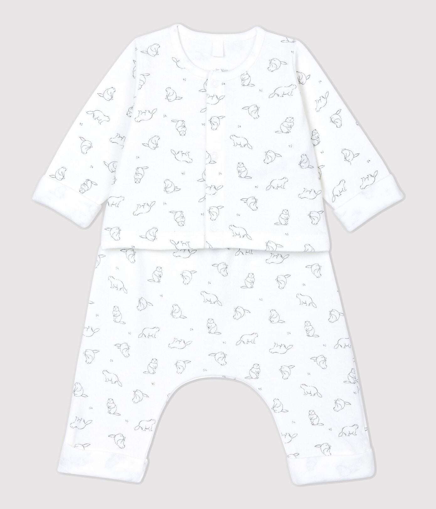 Baby Boys White Printed Cotton Set