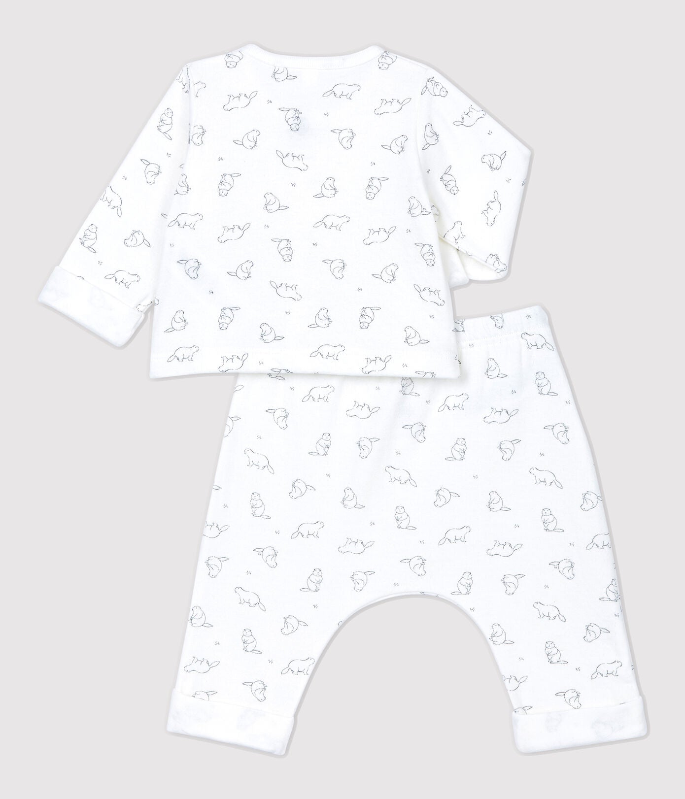 Baby Boys White Printed Cotton Set