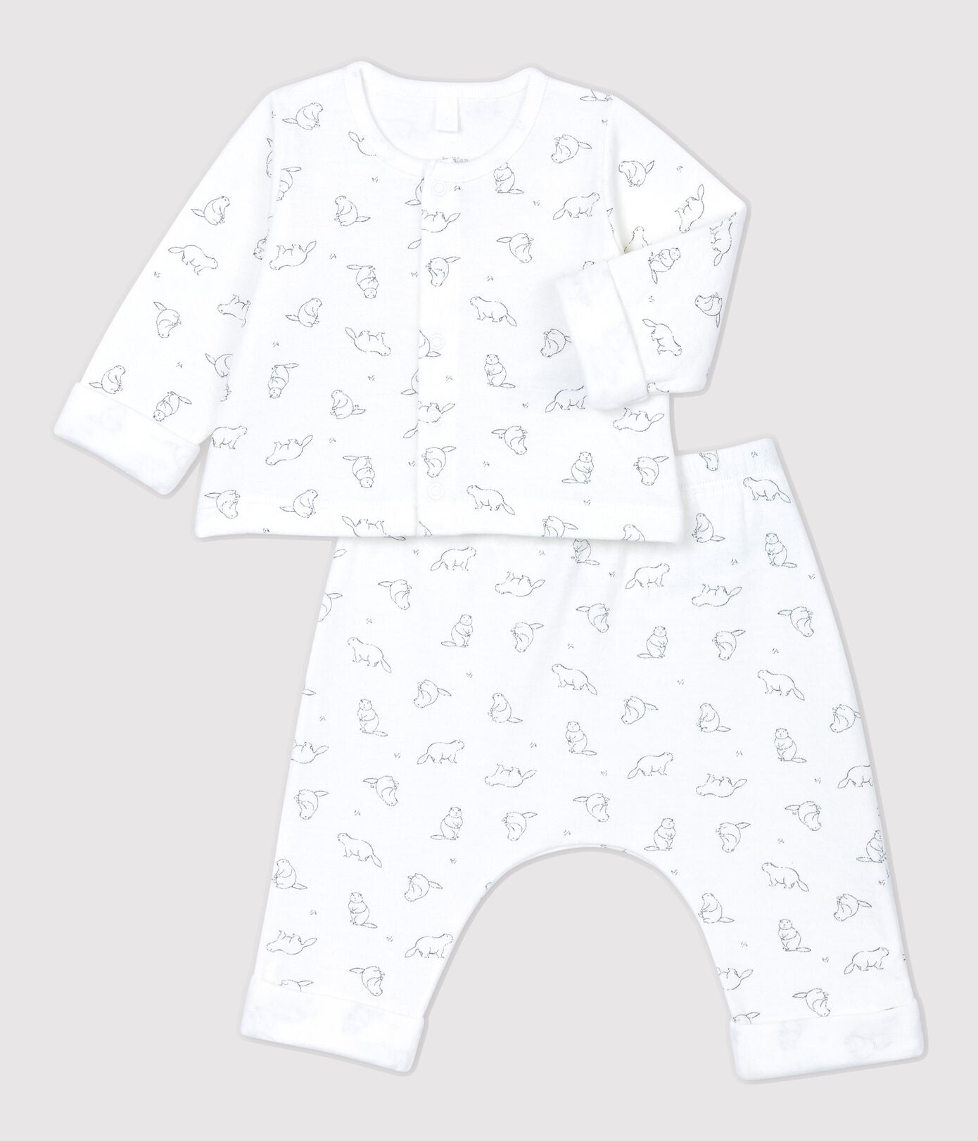 Baby Boys White Printed Cotton Set